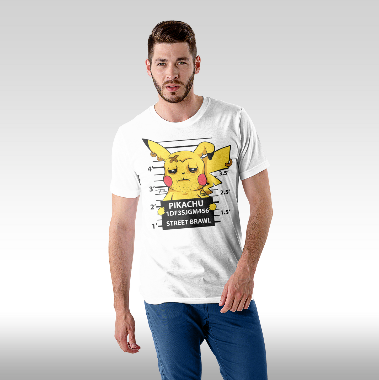Tricou Alb personalizat bumbac Fata Barbat anime "Pokemon Pikachu Street Brawl" streetwear