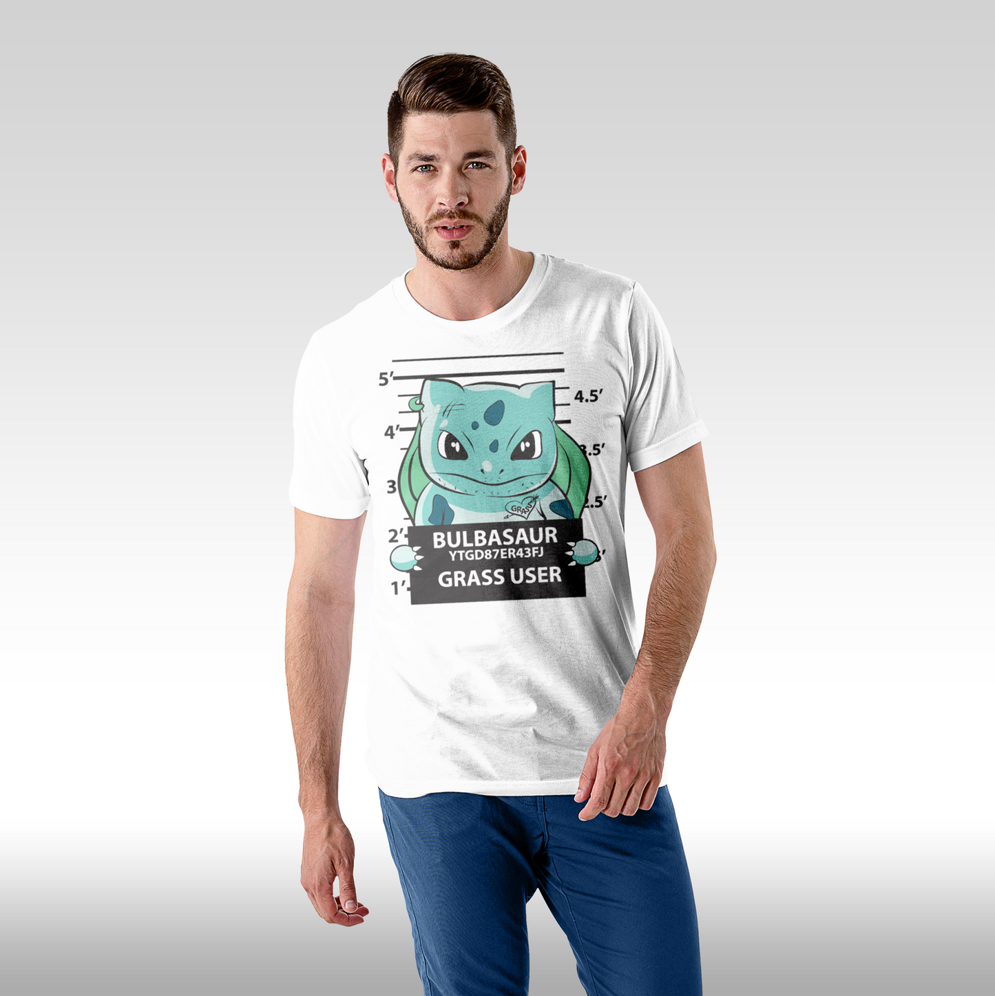 Tricou Alb personalizat bumbac Fata Barbat anime "Pokemon Bulbasaur" streetwear