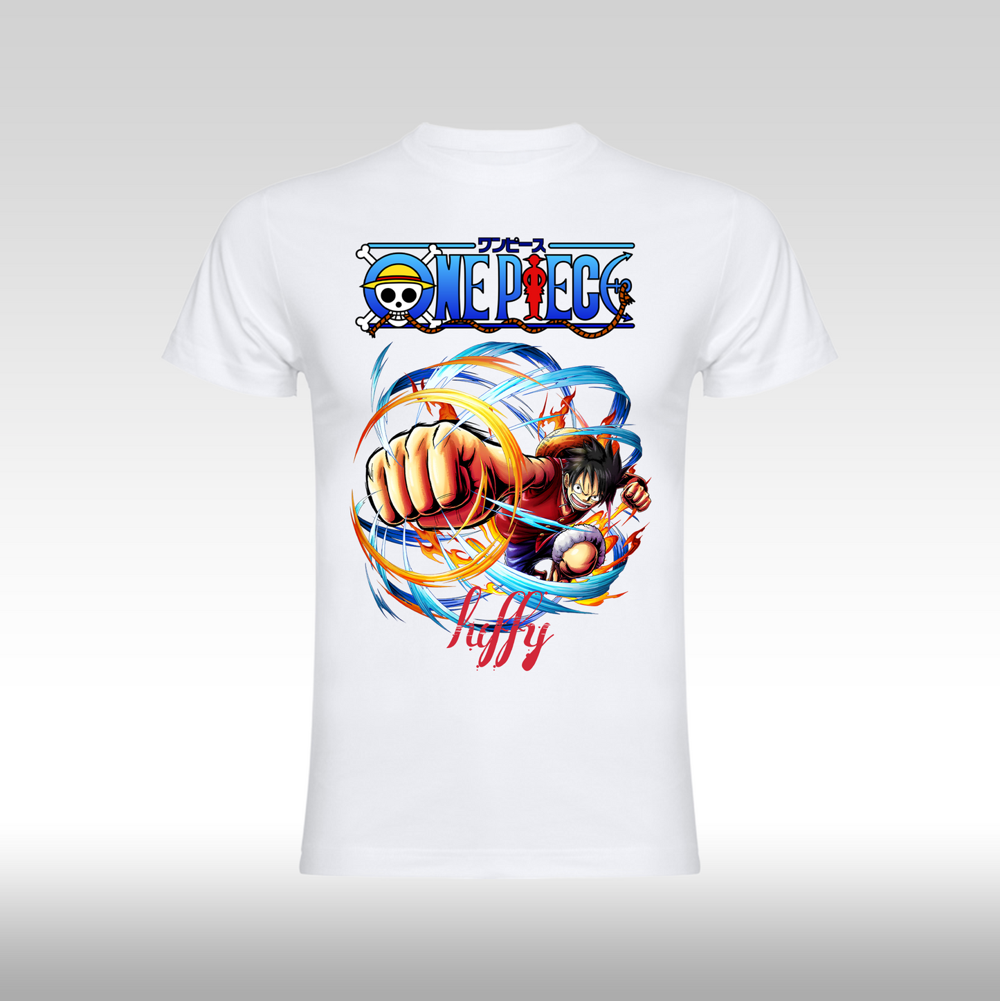 Tricou Alb personalizat bumbac anime "One Piece Luffy" streetwear