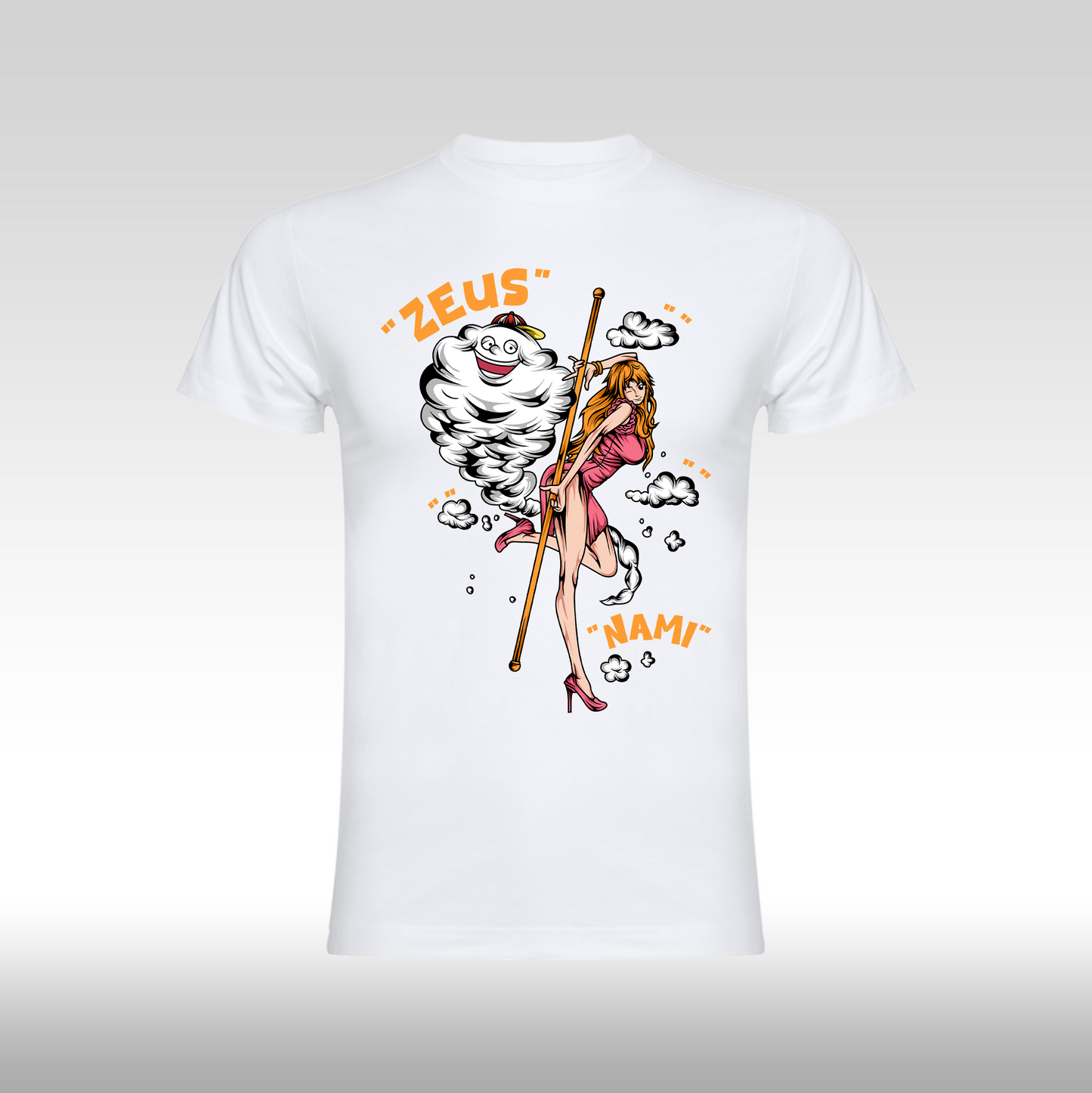 Tricou Negru personalizat bumbac anime "One Piece Nami" streetwear