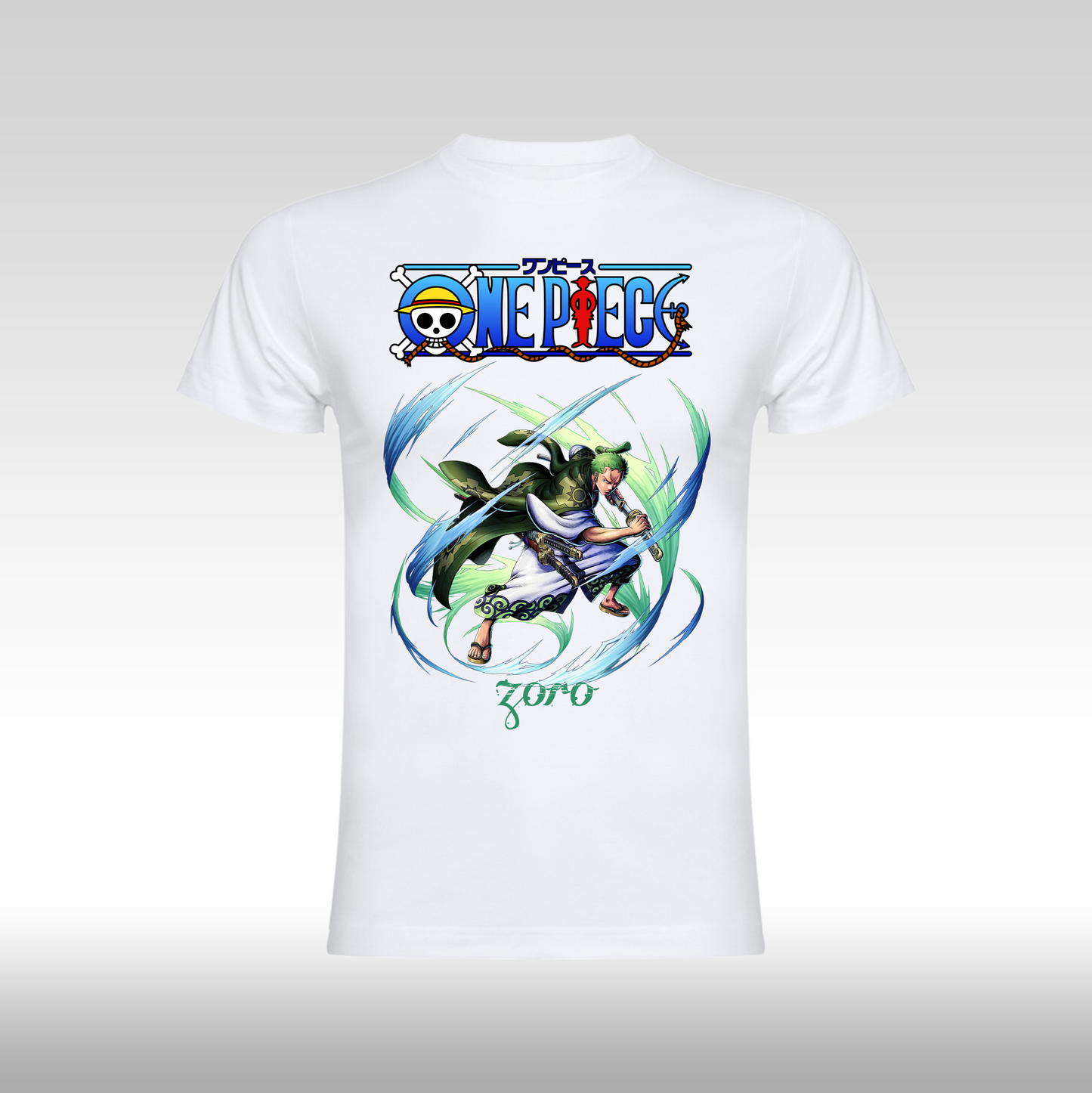 Tricou Alb personalizat bumbac Fata Dama anime "One Piece Zoro" streetwear