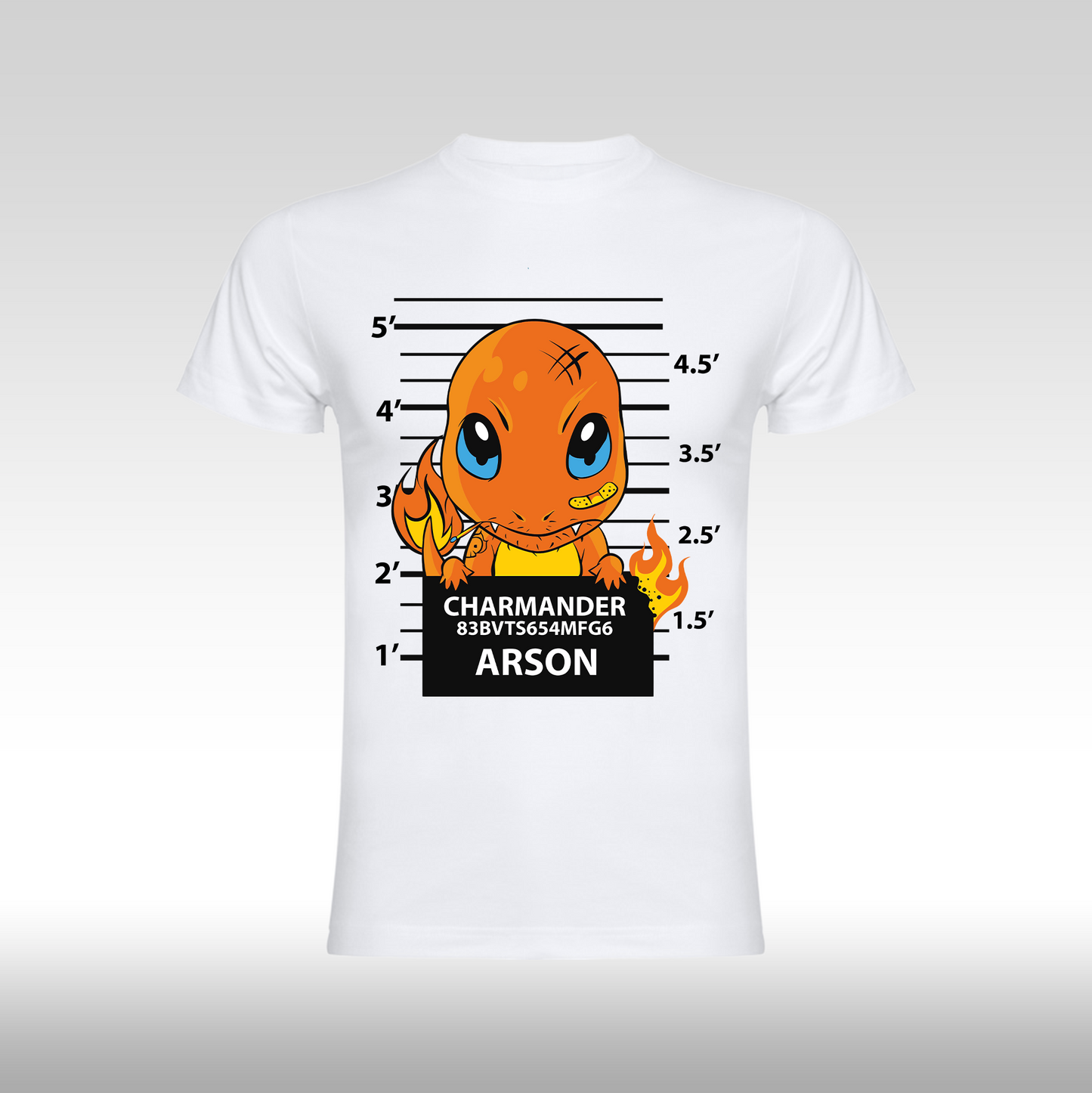 Tricou Alb personalizat bumbac anime "Pokemon: Charmander" streetwear
