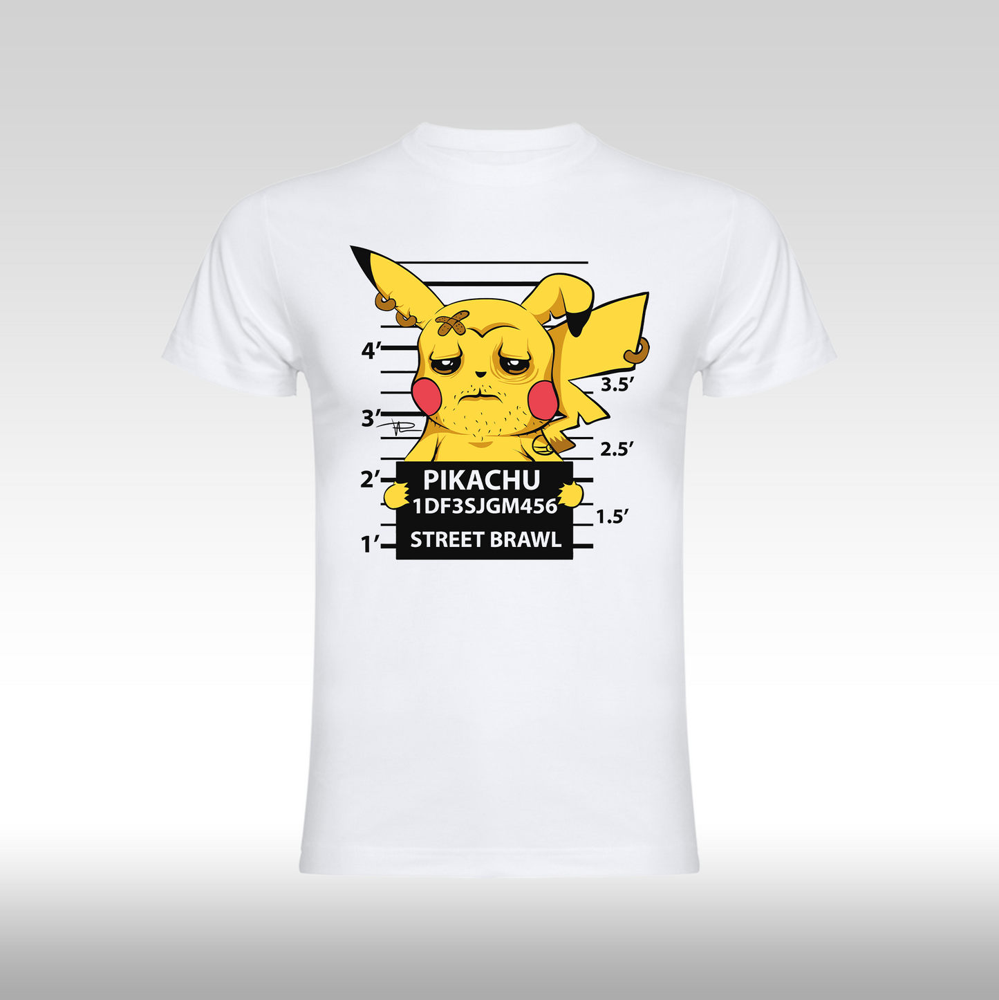 Tricou Alb personalizat bumbac anime "Pokemon Pikachu Street Brawl" streetwear