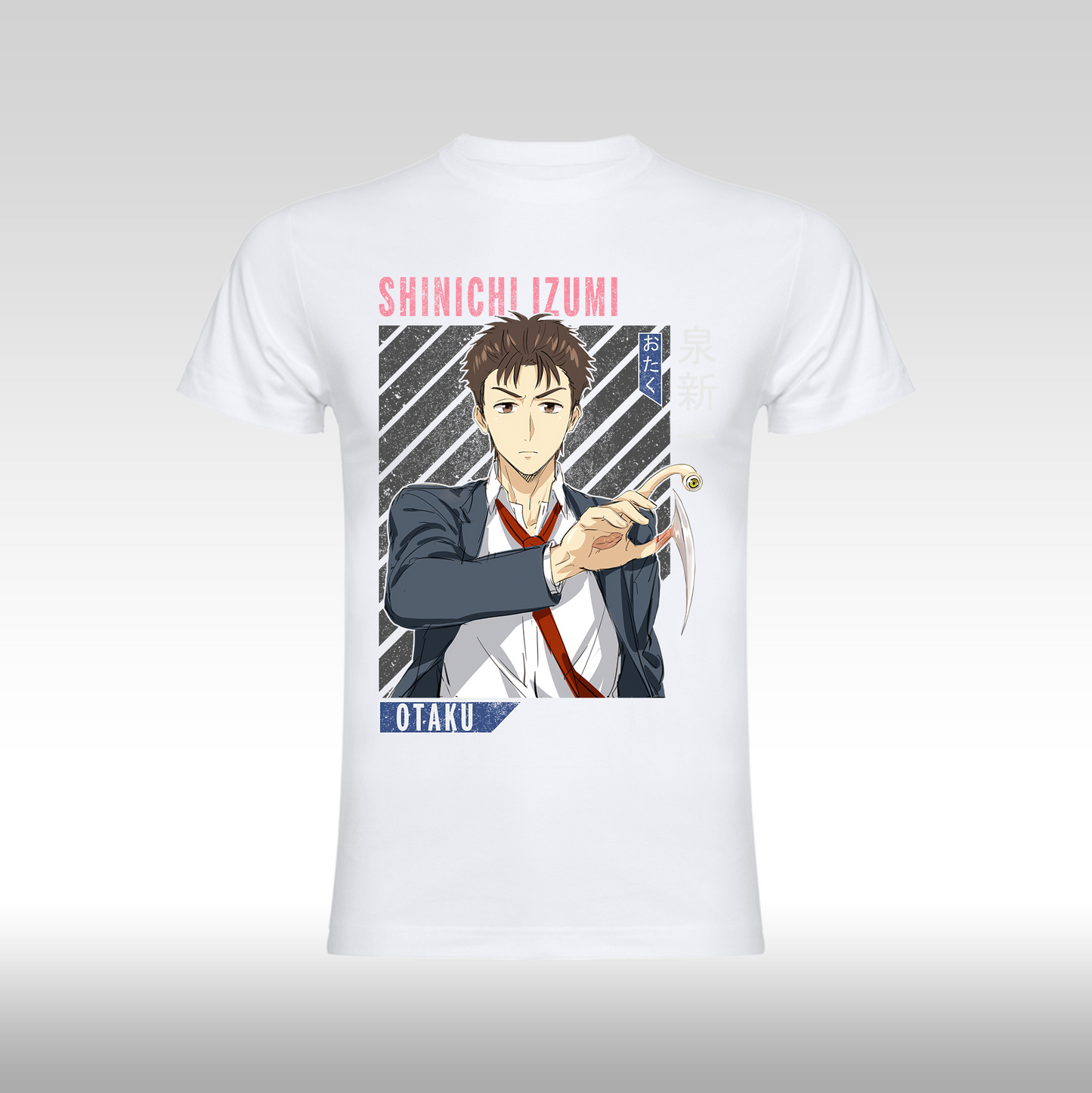 Tricou Alb personalizat bumbac anime "Shinichi Izumi Parasyte" streetwear