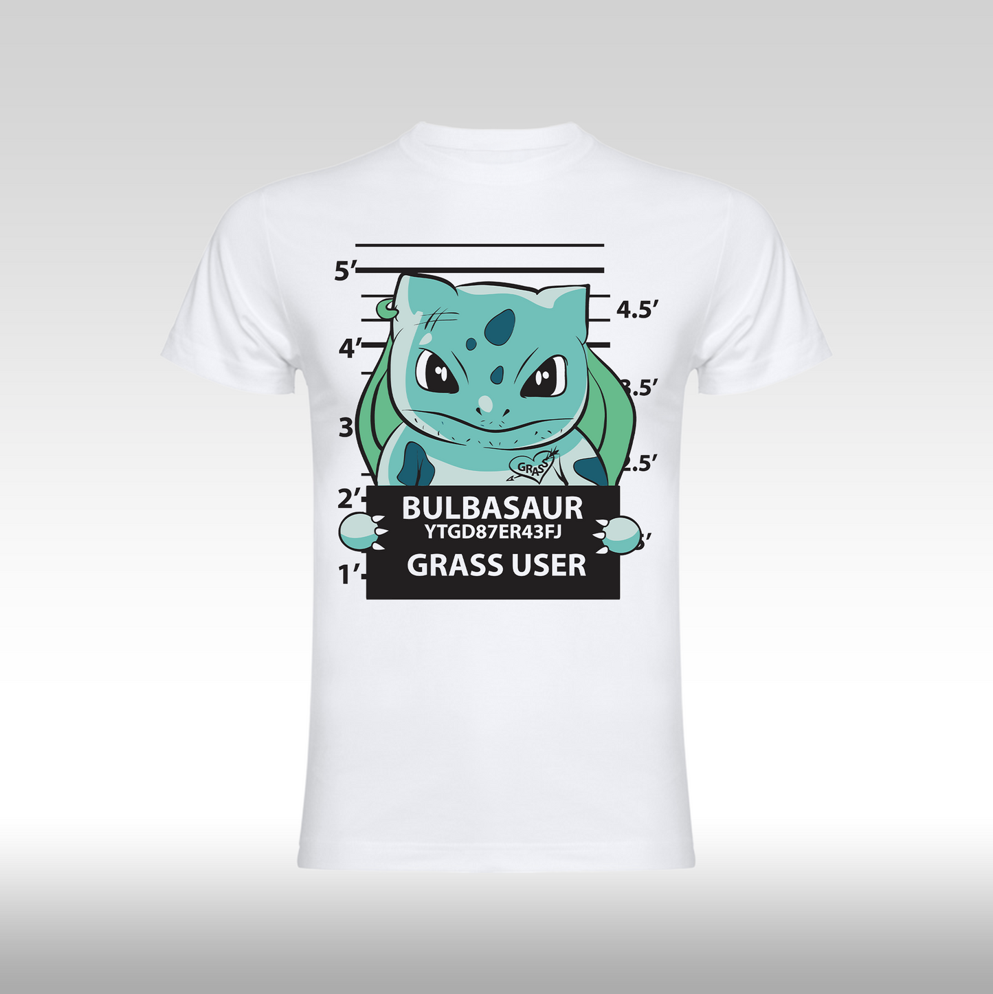 Tricou Alb personalizat bumbac anime "Pokemon Bulbasaur" streetwear