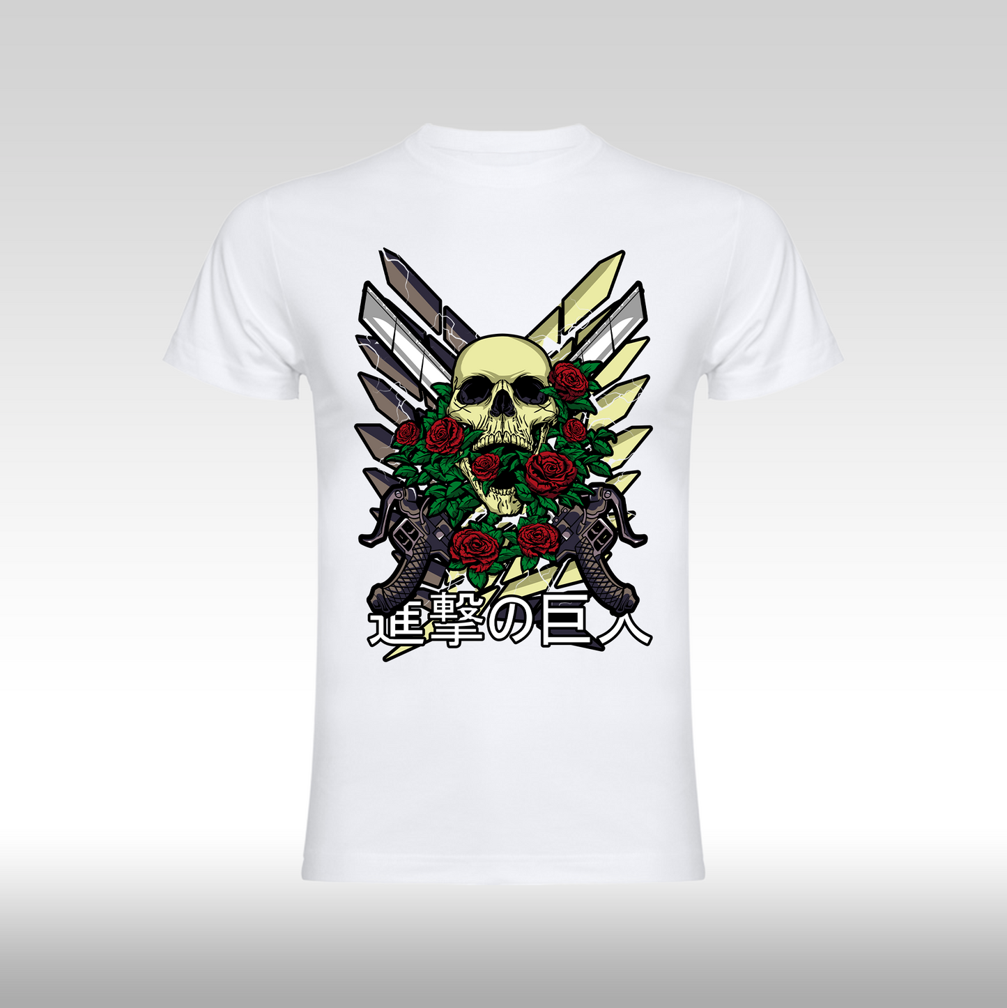 Tricou Alb personalizat bumbac anime "Attack On Titan Logo" streetwear