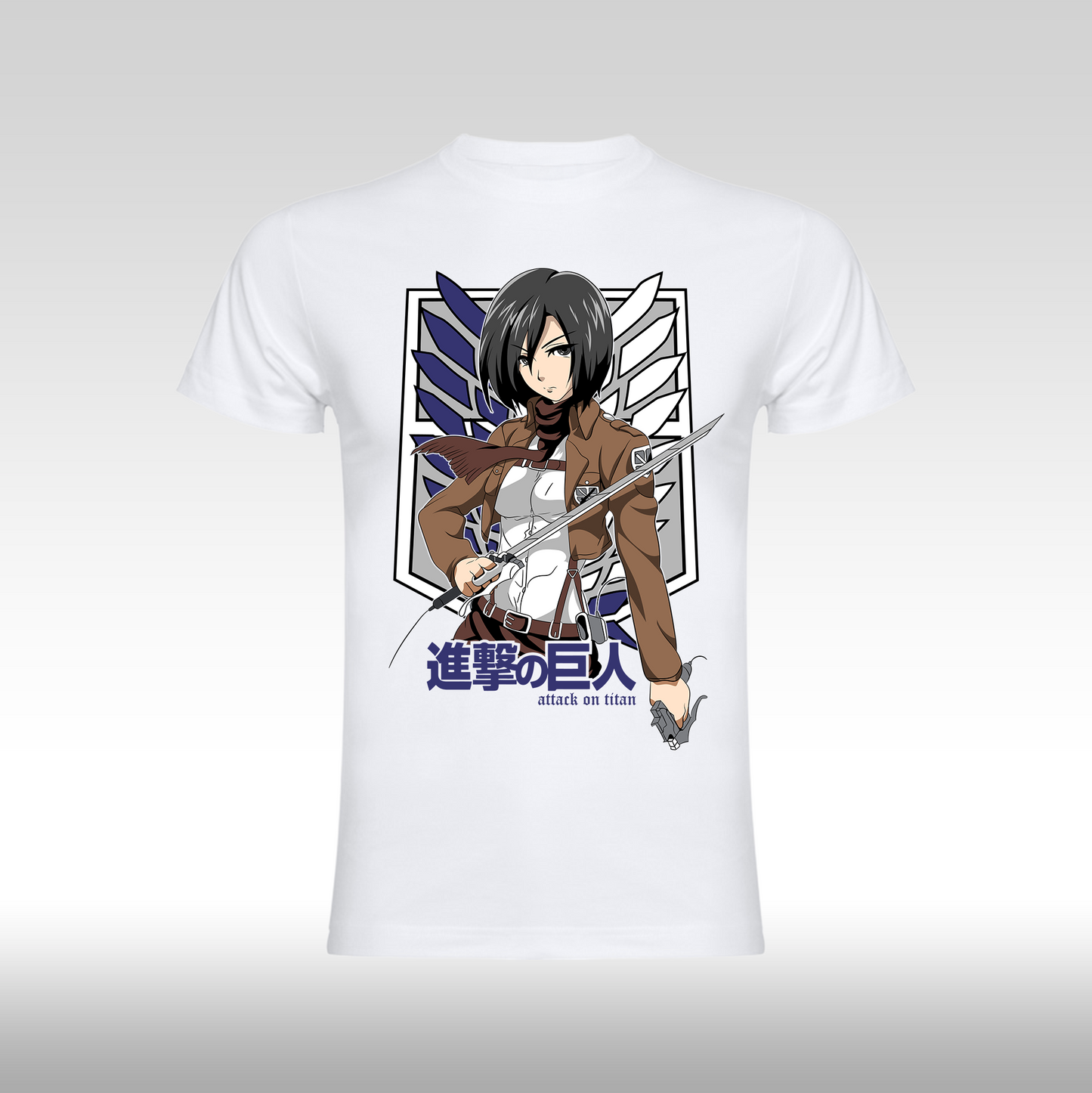 Tricou Alb personalizat bumbac anime "Attack On Titan: Mikasa" streetwear