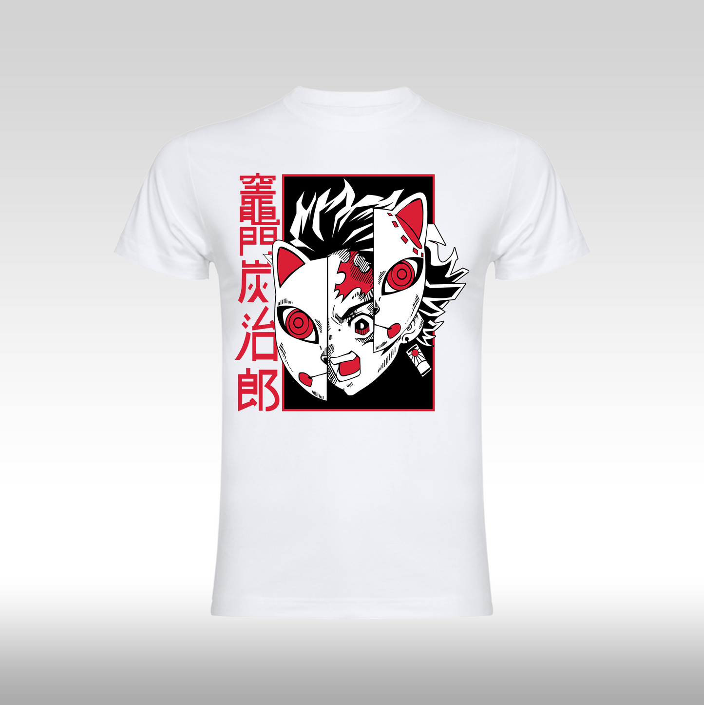 Tricou Alb personalizat bumbac anime "Demon Slayer: Tanjiro Kamado" streetwear