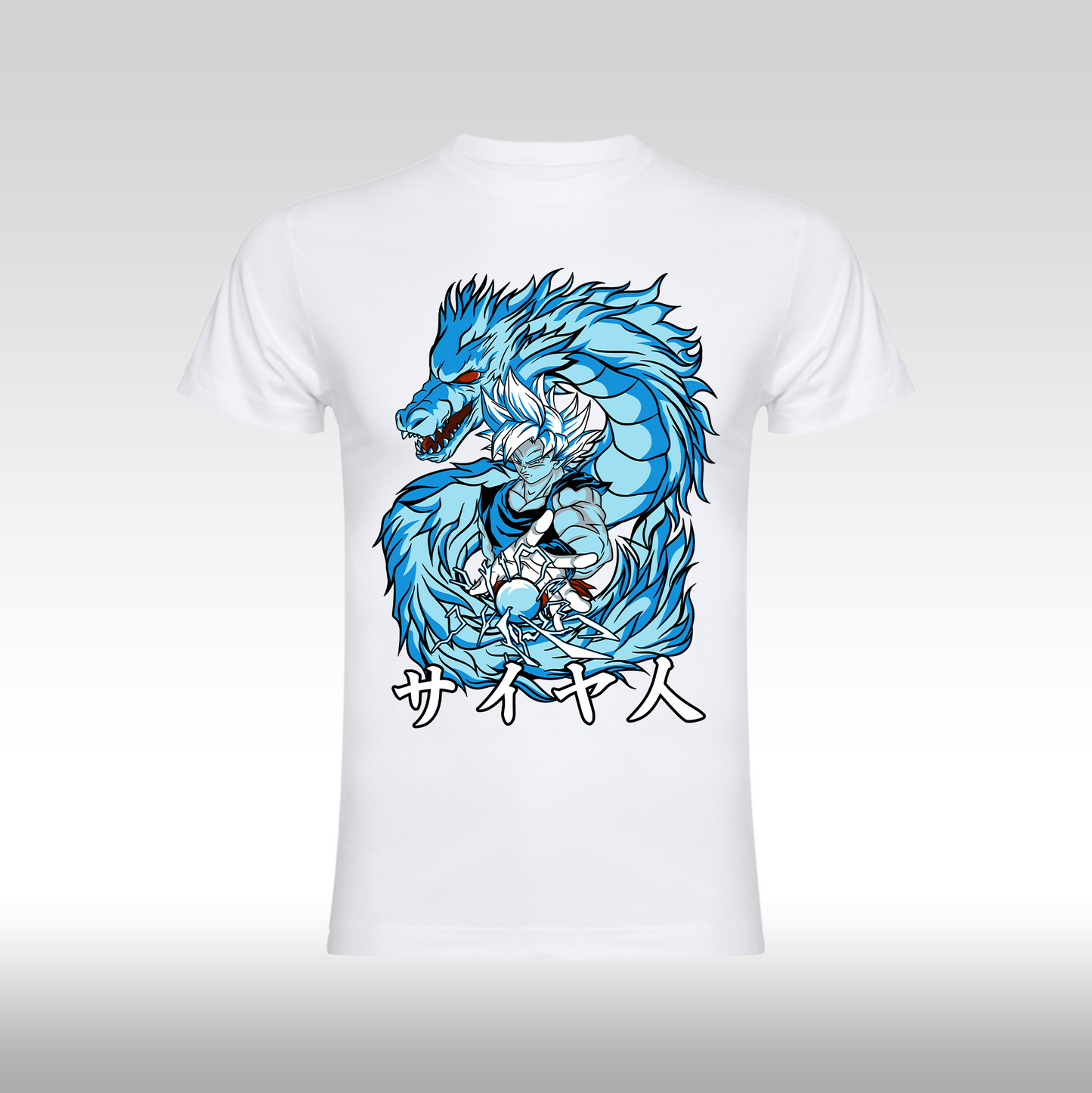 Tricou Alb personalizat bumbac anime "Goku Power Dragon" streetwear