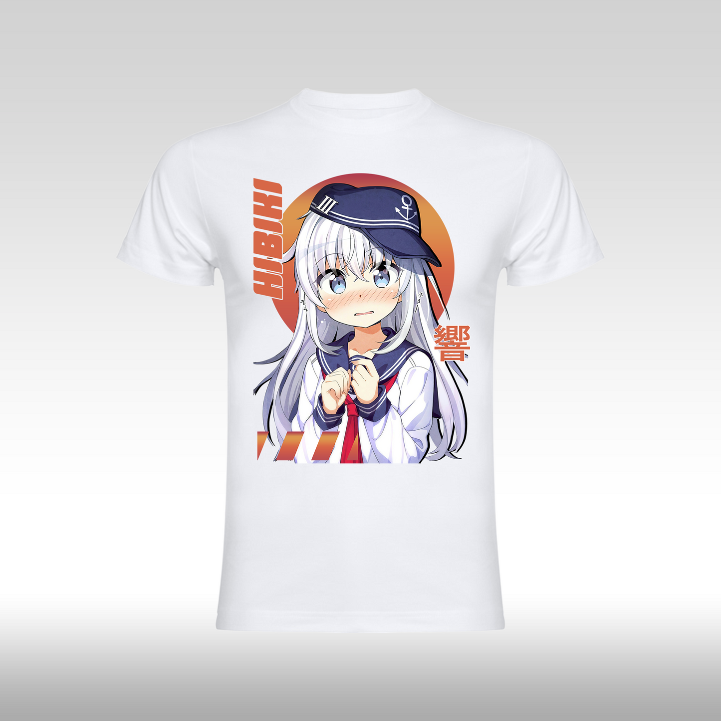 Tricou Alb personalizat bumbac anime "Hibiki" streetwear