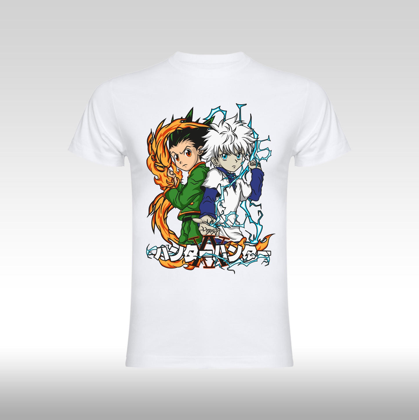 Tricou Alb personalizat bumbac anime "Hunter Gon Freecss" streetwear