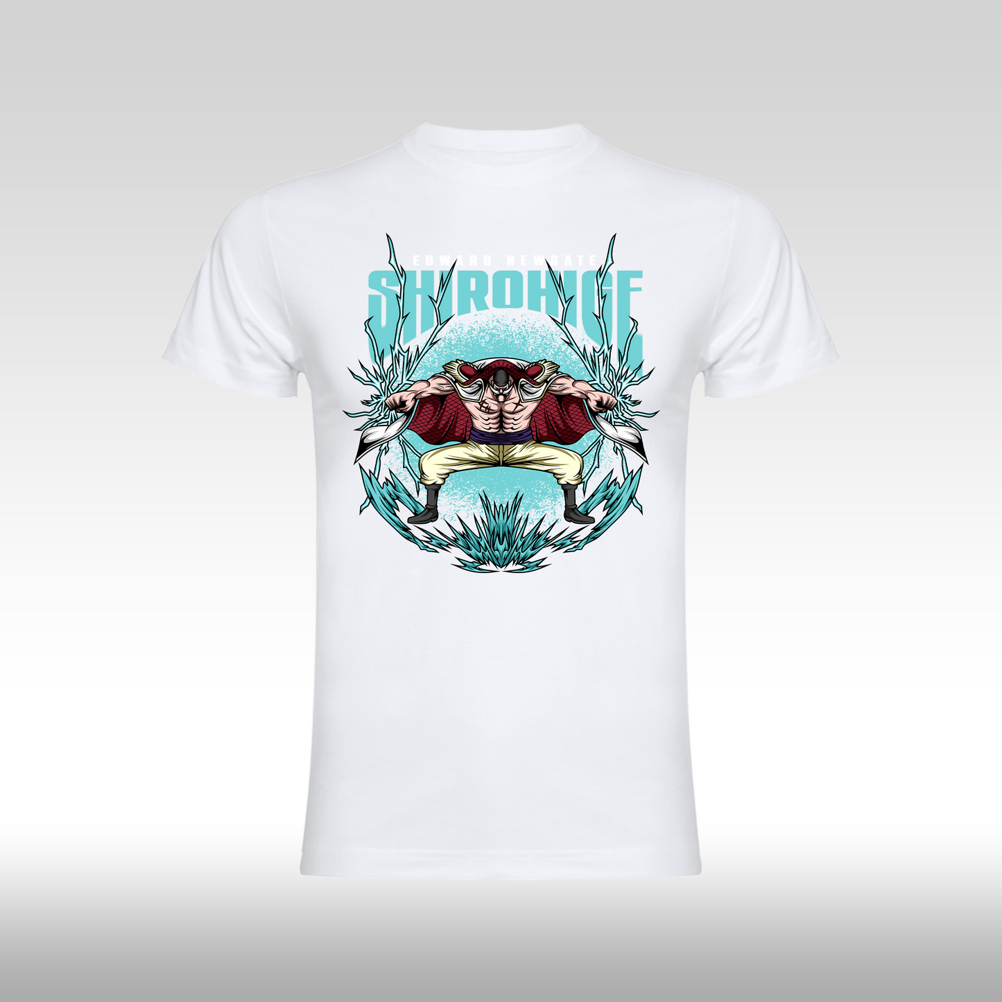 Tricou Alb personalizat bumbac anime "One Piece: Shirohige" streetwear