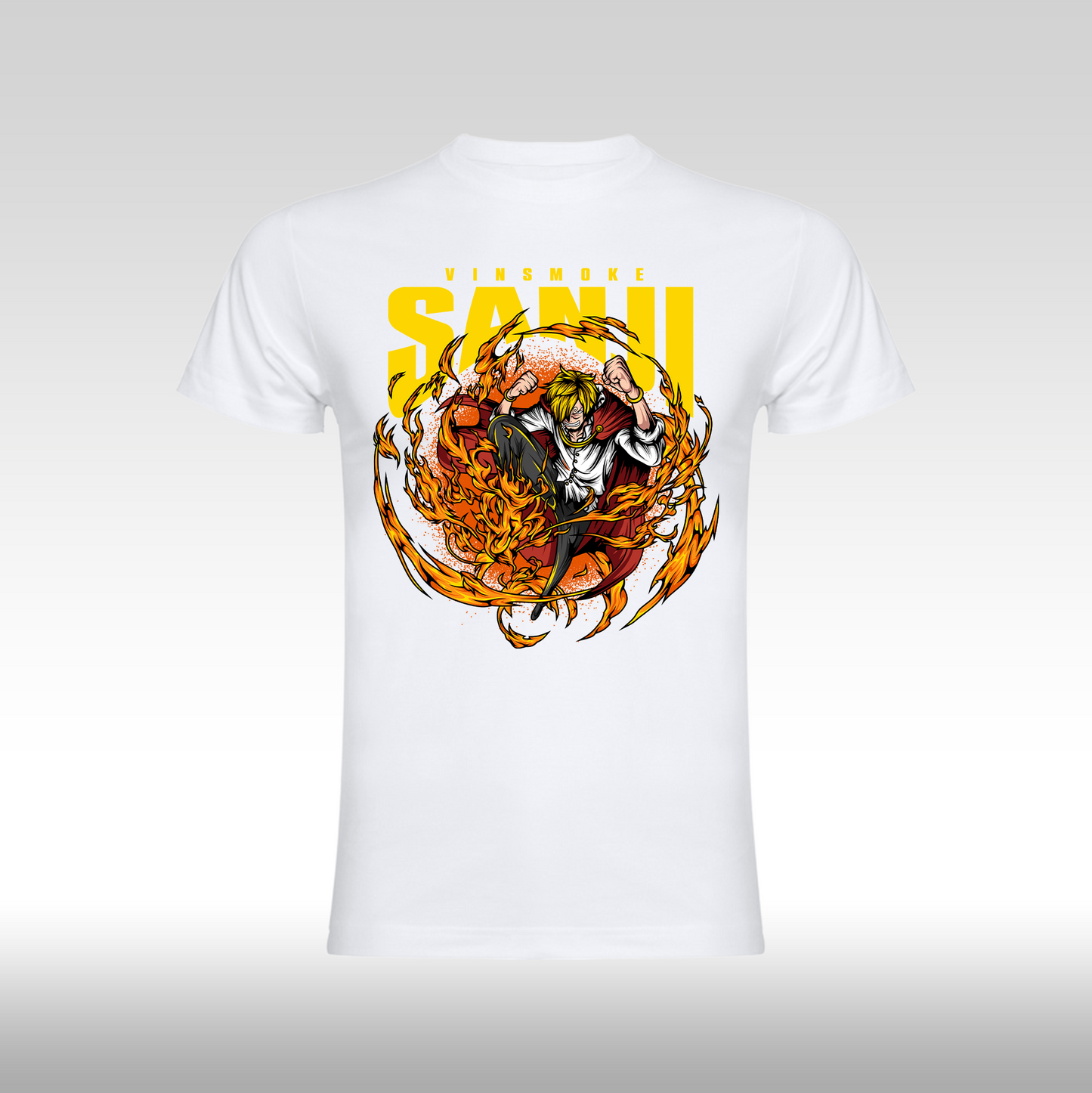 Tricou Alb personalizat bumbac anime "One Piece Sanji" streetwear