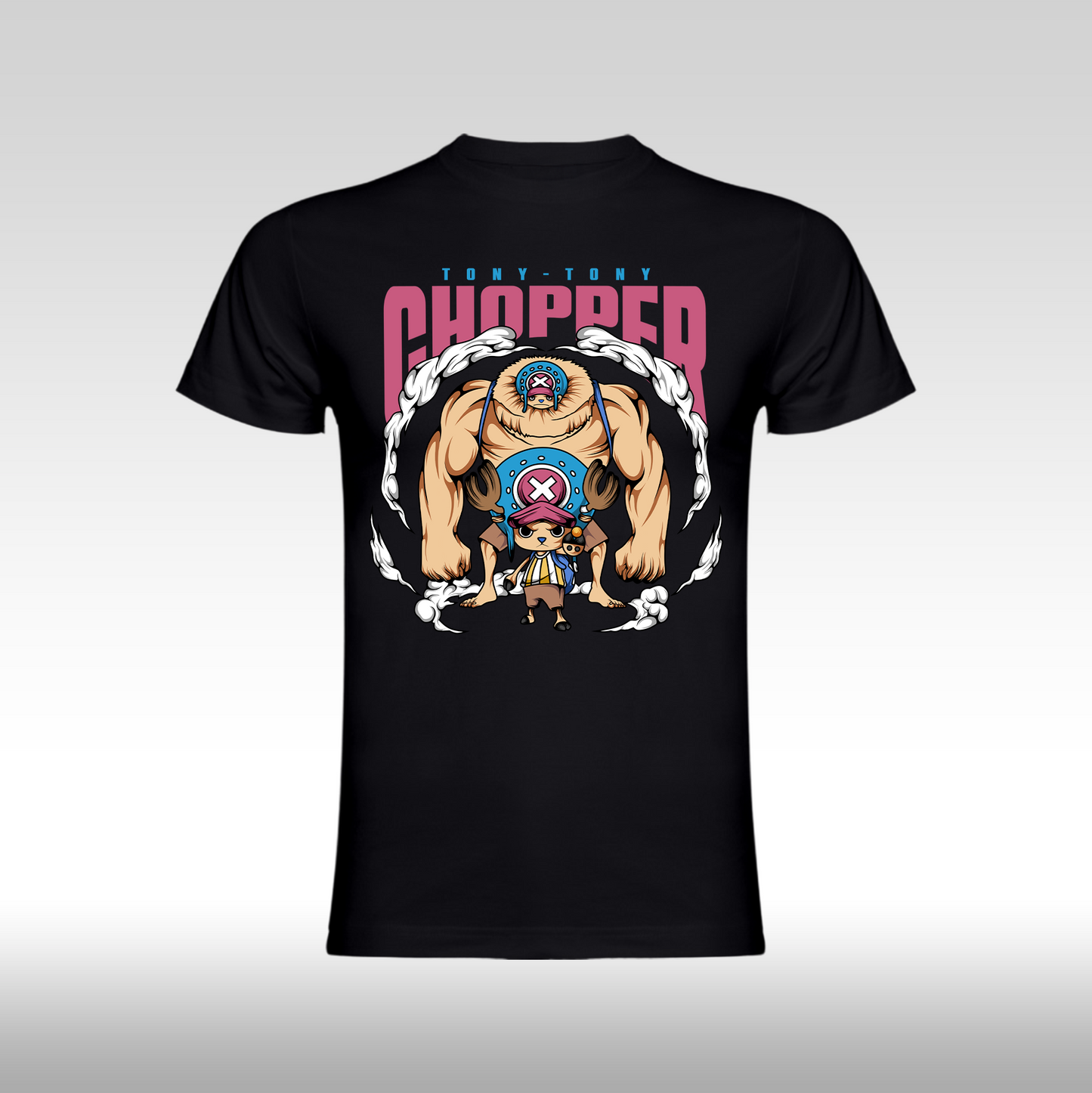 Tricou negru personalizat anime cu One Piece Tony-Tony Chopper, din bumbac 100%, stil streetwear