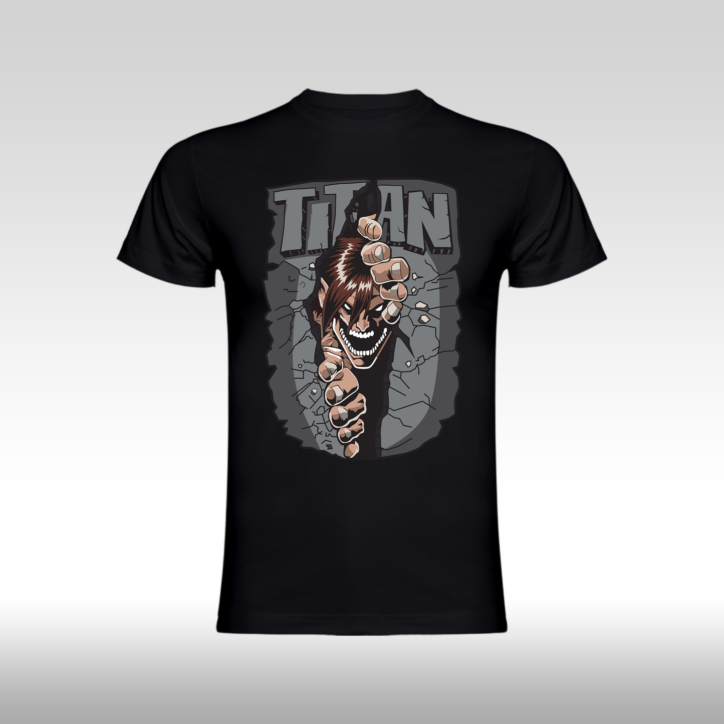 Tricou Negru personalizat bumbac anime "Attack On Titan: Eren Yeager Color" streetwear