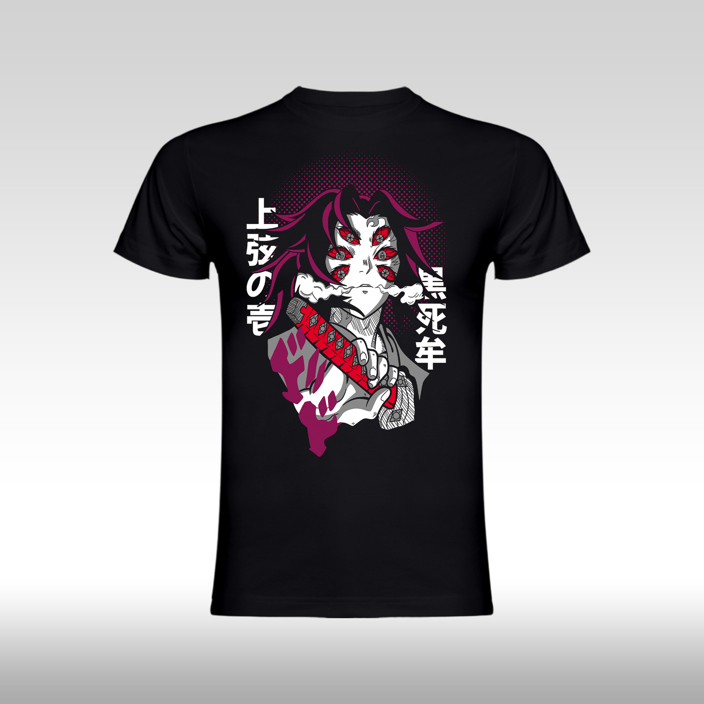 Tricou Negru personalizat bumbac anime "Demon Slayer: Kokushibo" streetwear