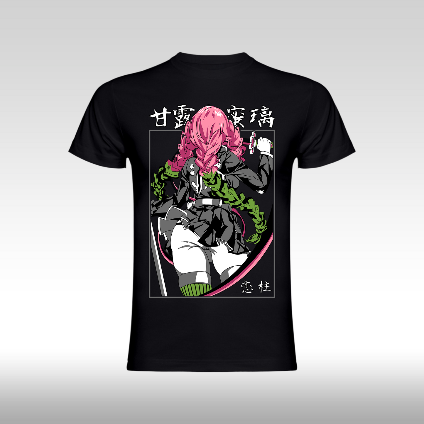 Tricou Negru personalizat bumbac anime "Demon Slayer: Mitsuri" streetwear