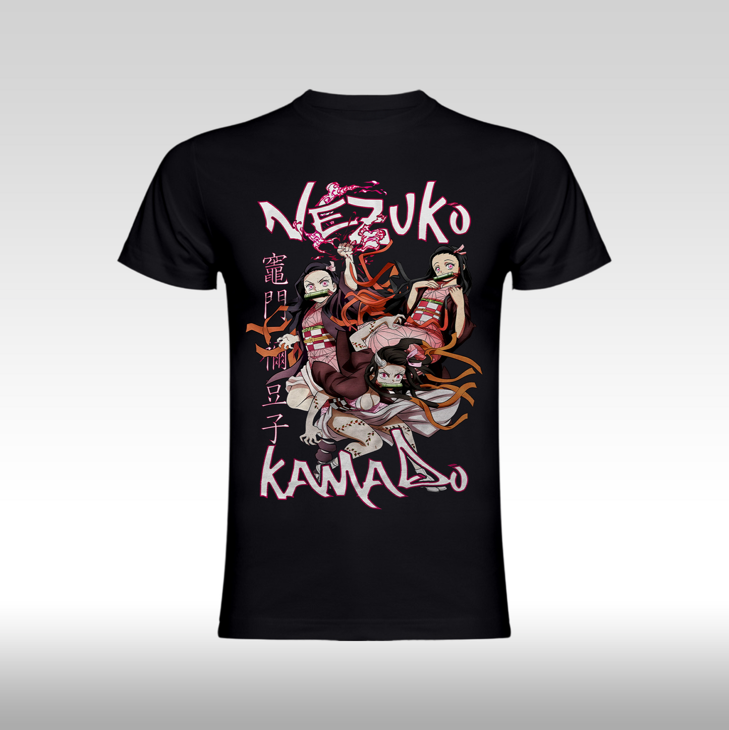 Tricou Negru personalizat bumbac anime "Demon Slayer: Nezuko Kamado" streetwear