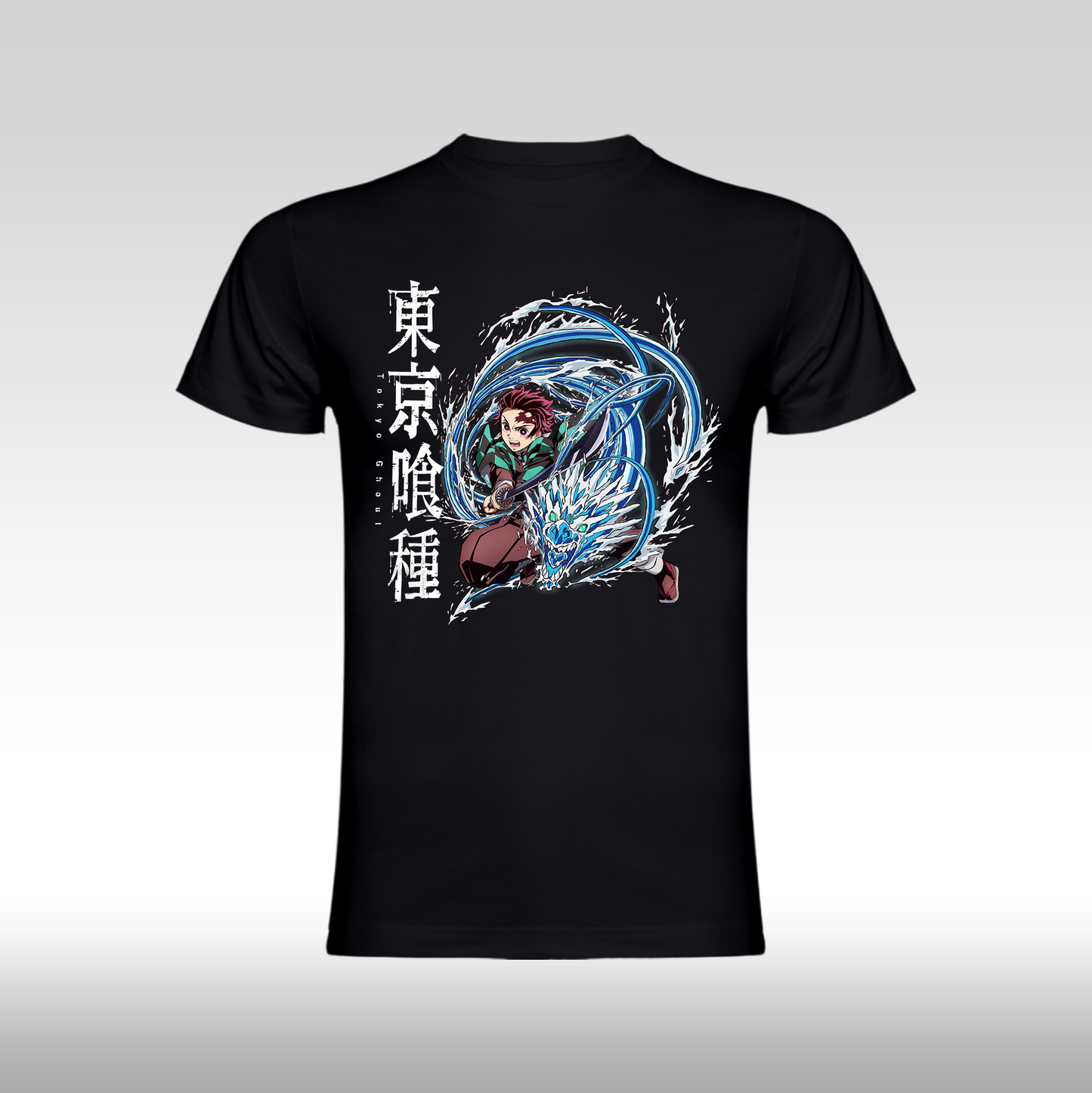 Tricou Negru personalizat bumbac anime "Demon Slayer Tanjiro" streetwear