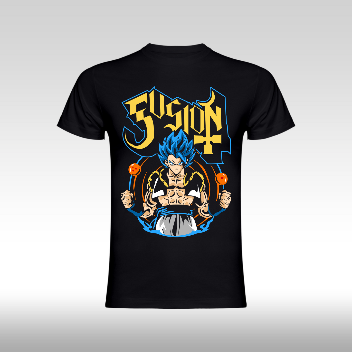 Tricou Negru personalizat bumbac anime "Dragon Ball Z: Gogeta" streetwear