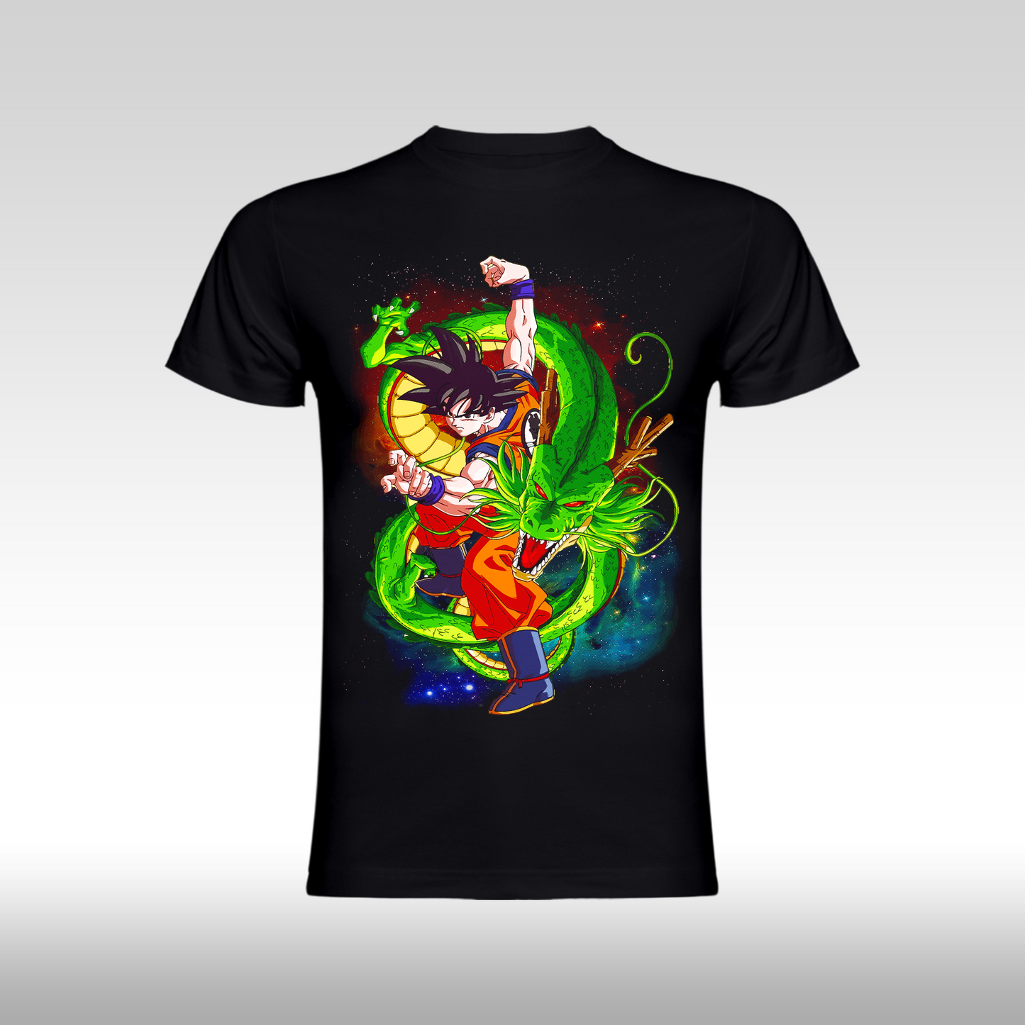 Tricou Negru personalizat bumbac anime "Dragon Ball Z: Goku, Shenron" streetwear