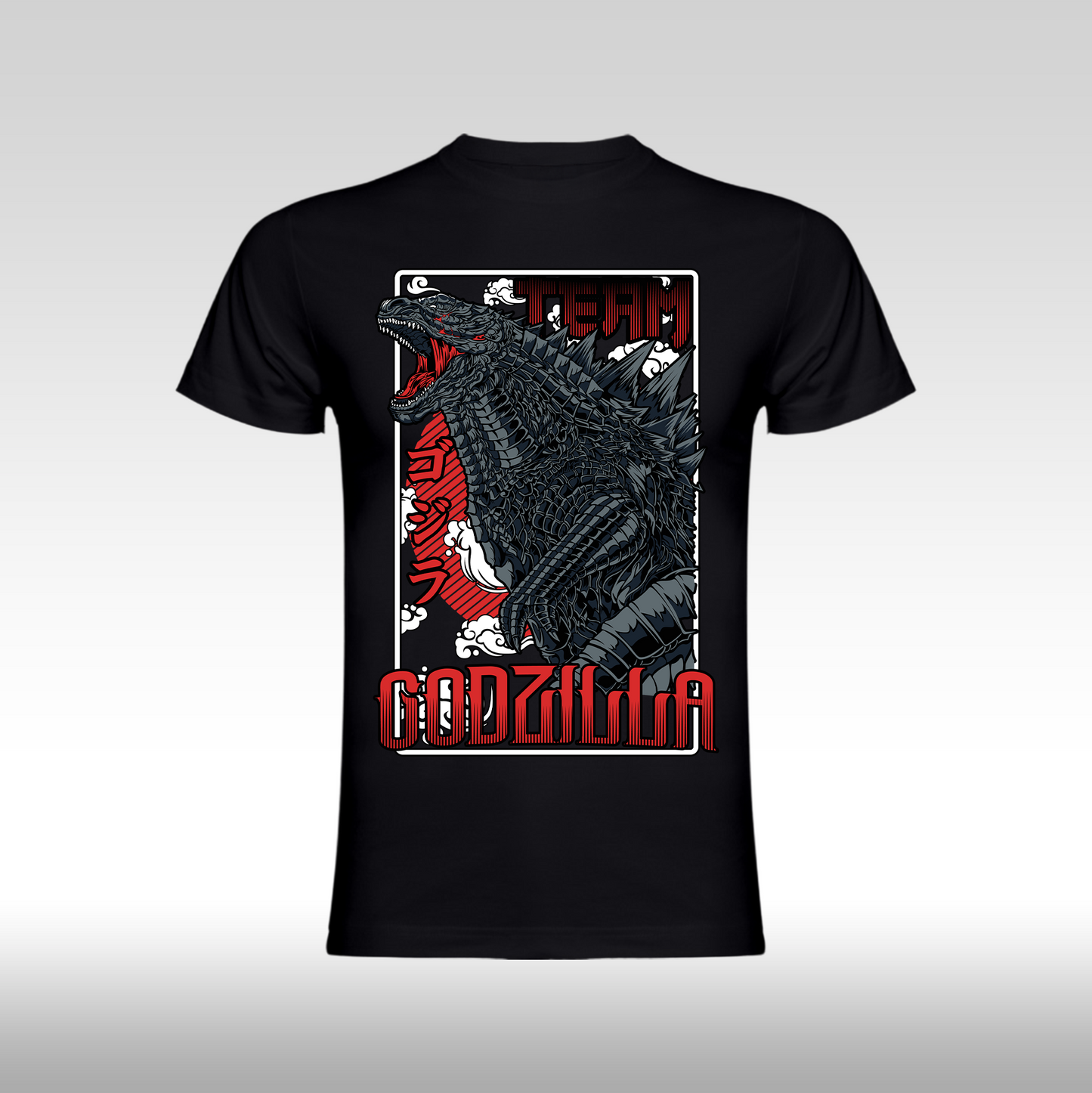 Tricou Negru personalizat bumbac anime "Godzilla" streetwear