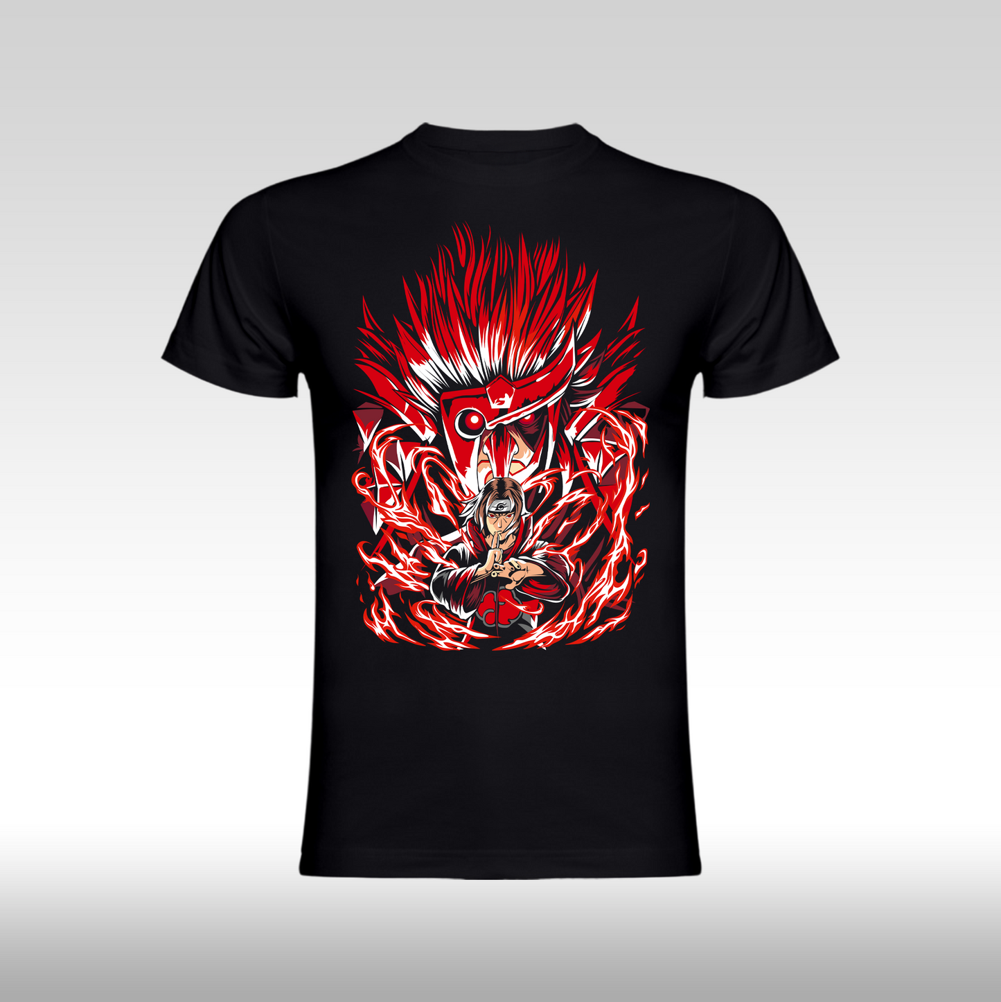 Tricou Negru personalizat bumbac anime "Itachi" streetwear
