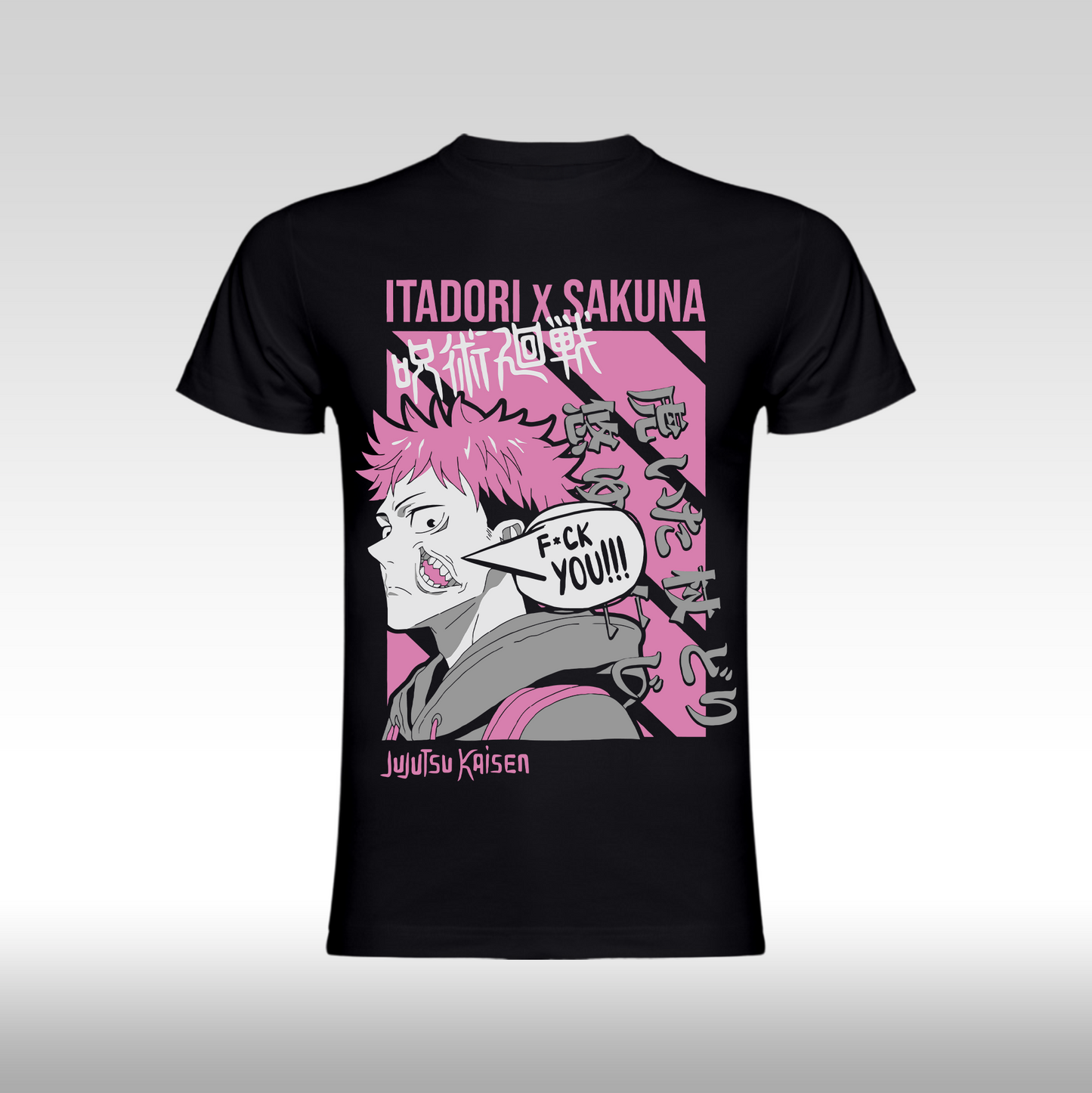 Tricou Negru personalizat bumbac anime "Jujutsu Kaisen: Itadori" streetwear