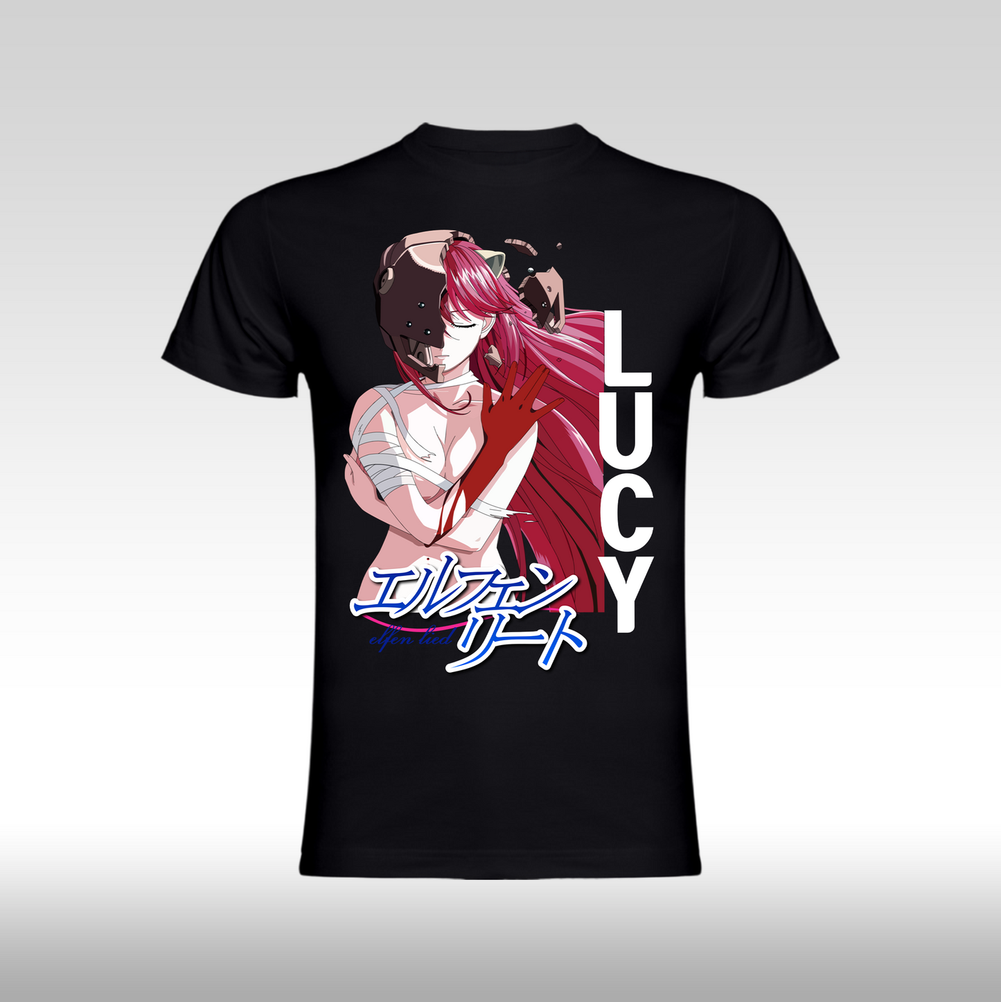 Tricou Negru personalizat bumbac anime "Lucy" streetwear