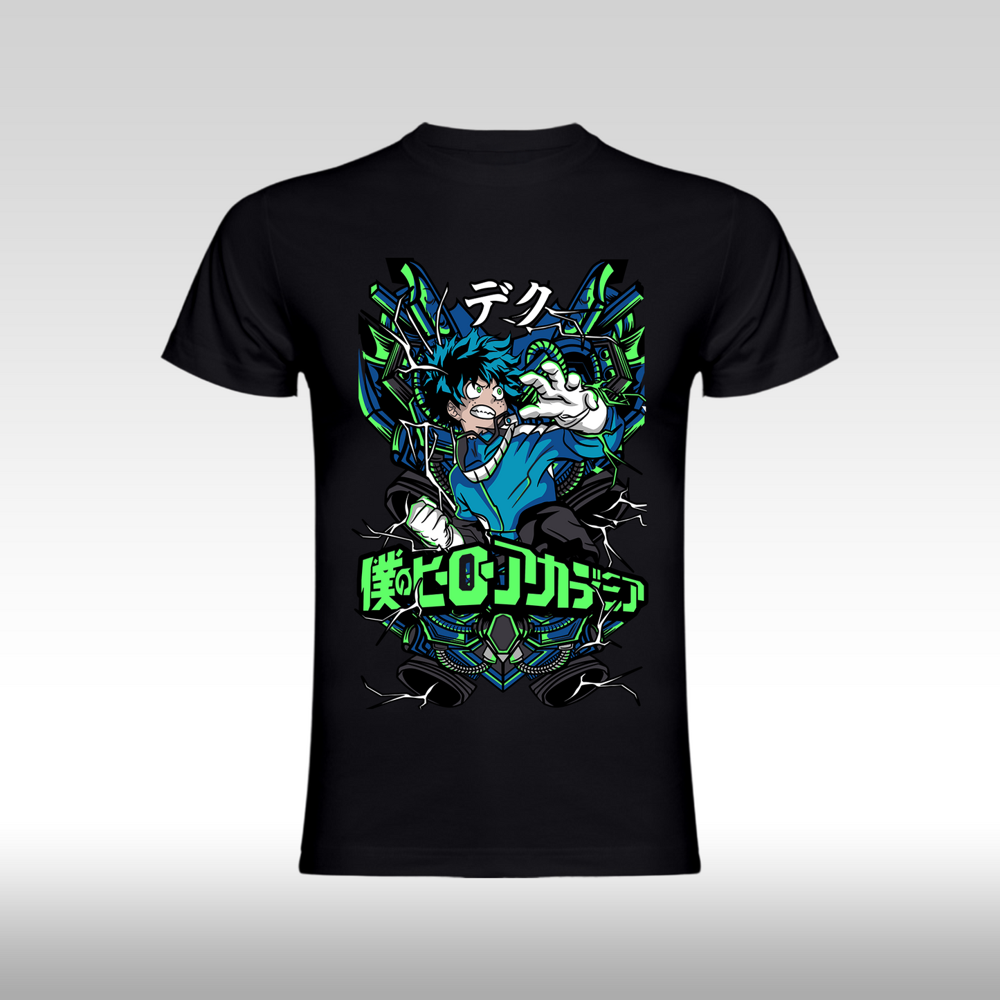 Tricou Negru personalizat bumbac anime "My Hero Academia: Deku" streetwear