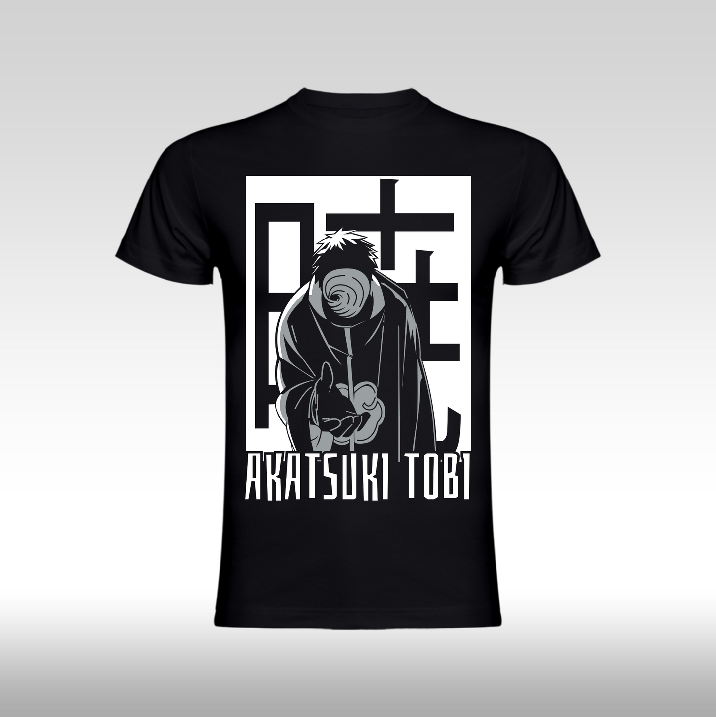 Tricou Negru personalizat bumbac anime "Naruto: Akatsuki Tobi" streetwear
