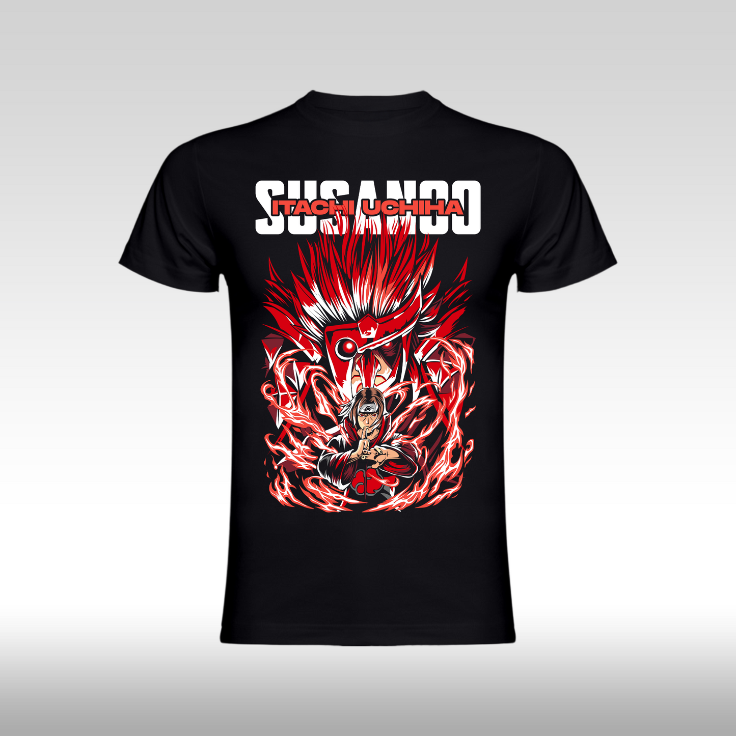 Tricou Negru personalizat bumbac anime "Naruto - Itachi Uchiha Susanoo" streetwear