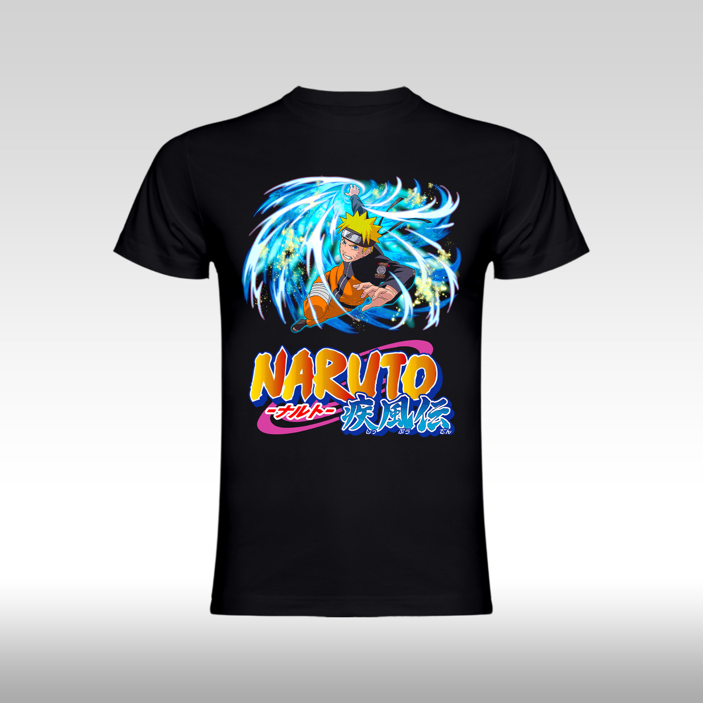 Tricou Negru personalizat bumbac anime "Naruto" streetwear
