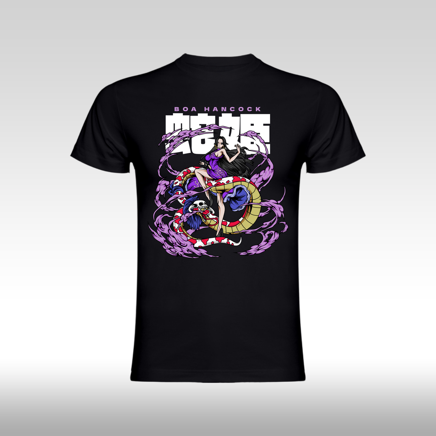 Tricou Negru personalizat bumbac anime "One Piece Boa Hancock" streetwear
