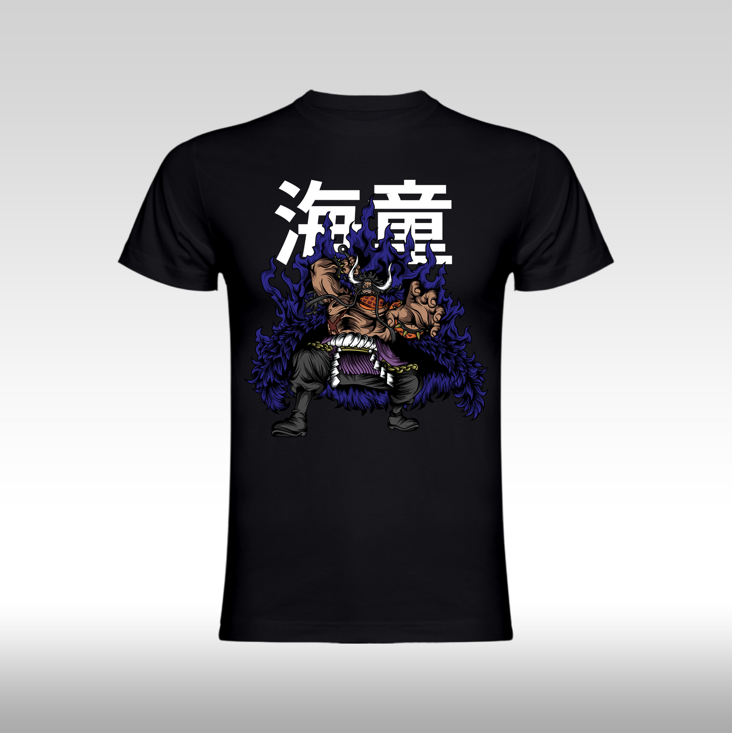 Tricou Negru personalizat bumbac anime "One Piece Kaido" streetwear