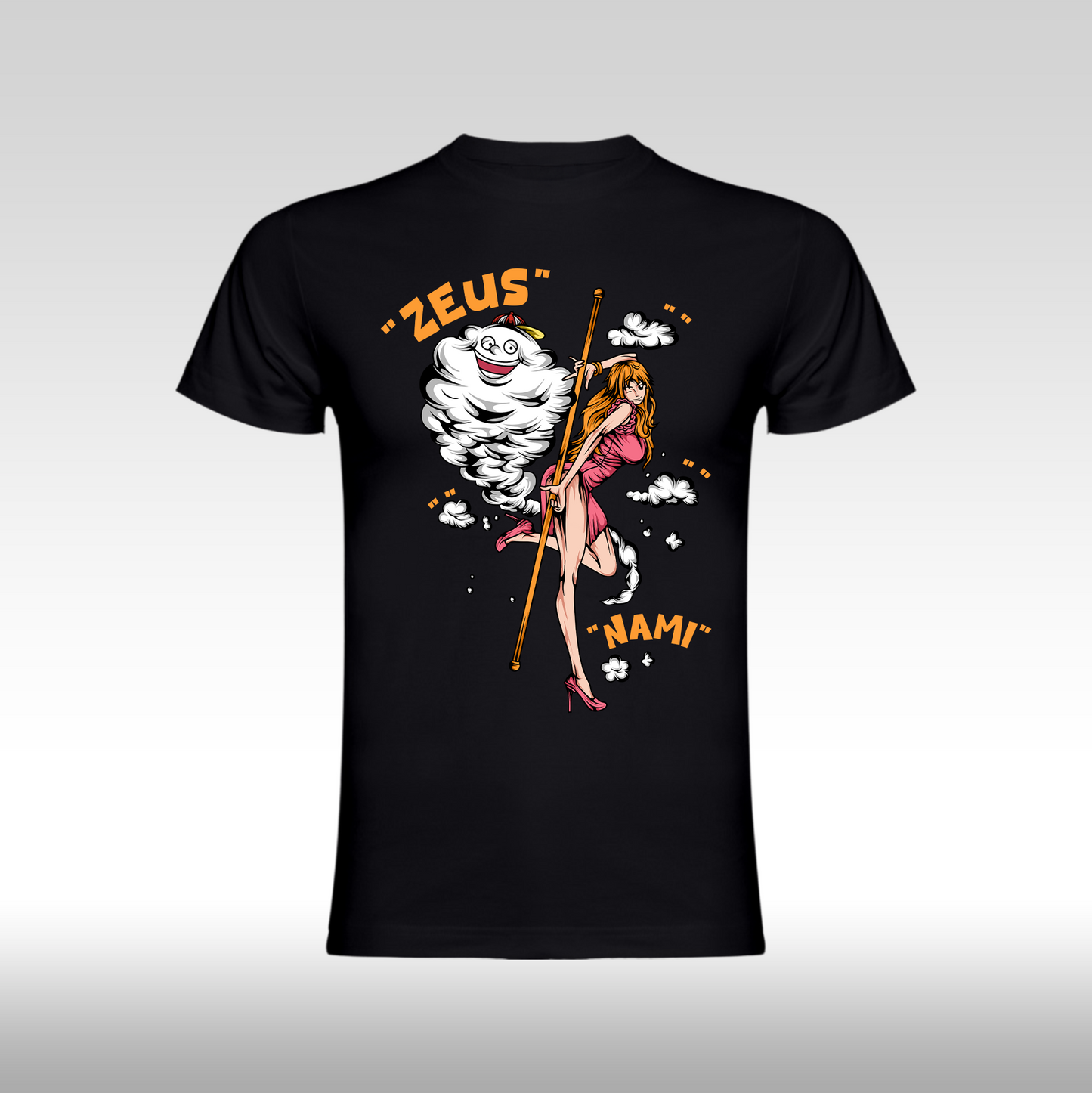 Tricou Negru personalizat bumbac anime "One Piece Nami" streetwear