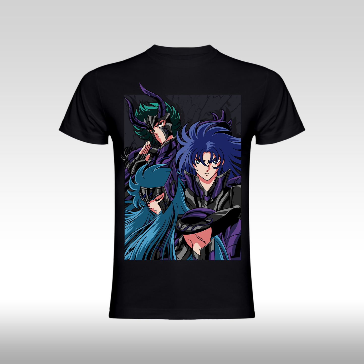 Tricou Negru personalizat bumbac anime "Saint Seiya: Knights Of The Zodiac" streetwear