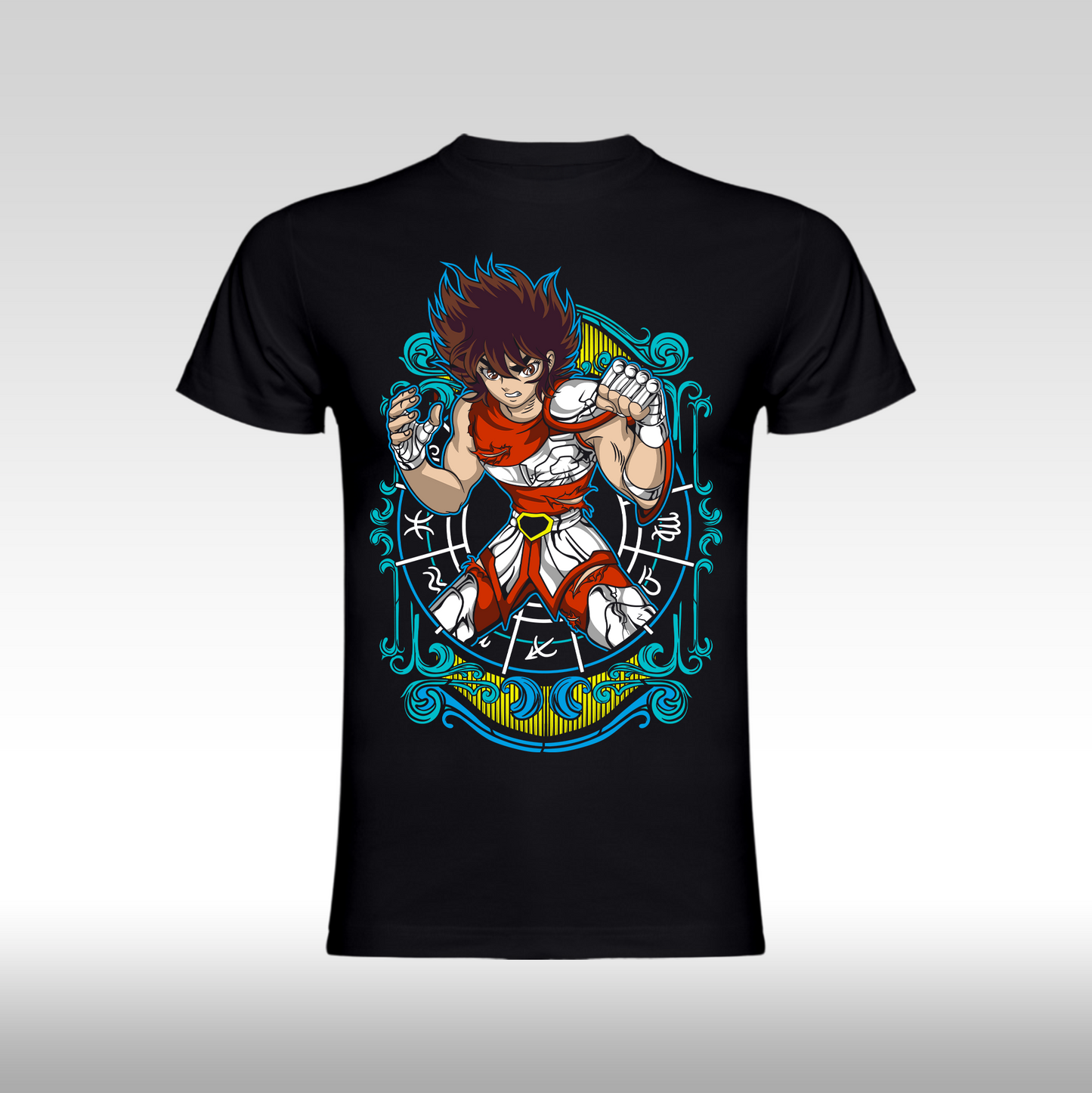 Tricou Negru personalizat bumbac anime "Saint Seiya: Pegasus" streetwear