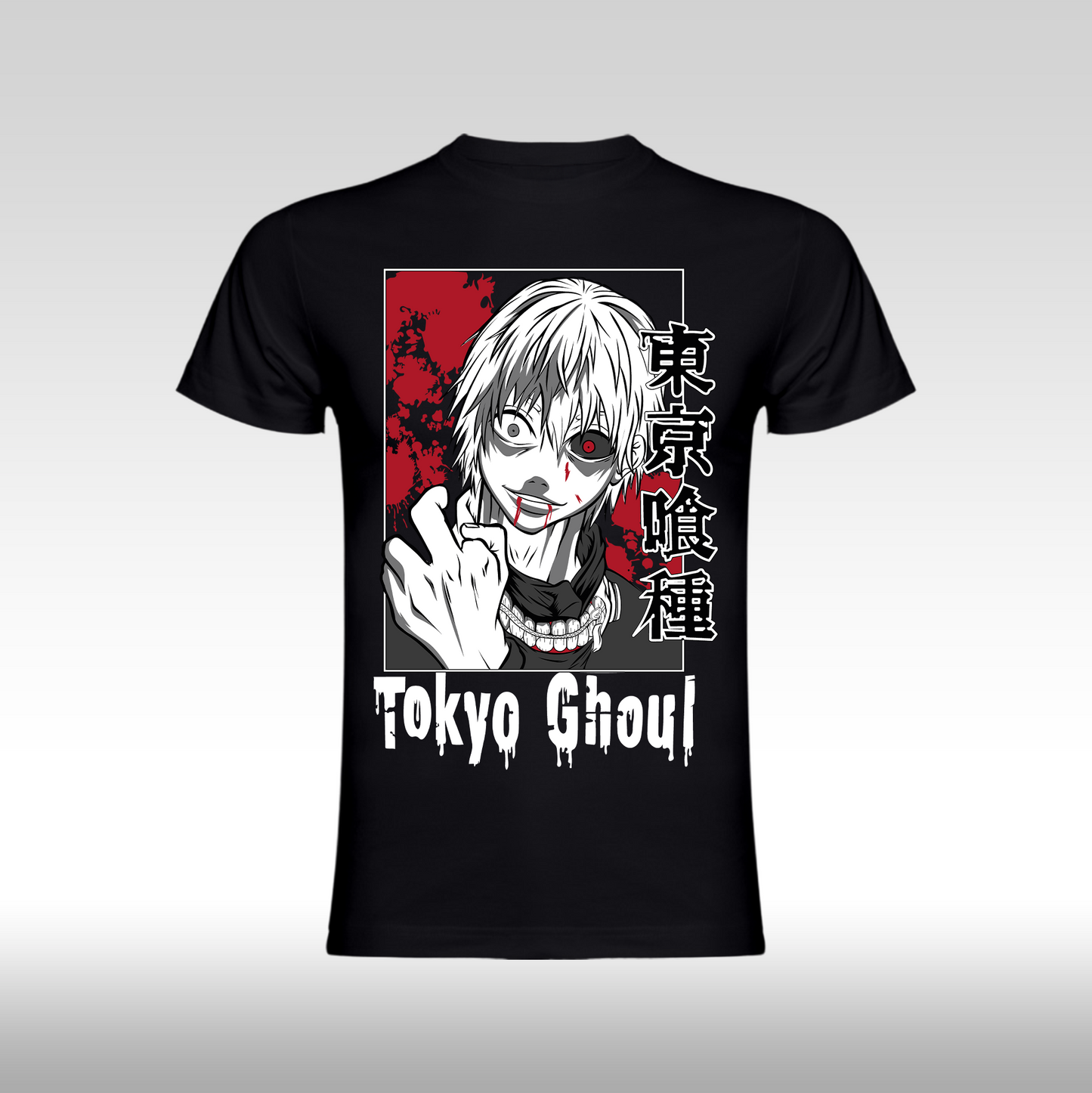 Tricou Negru personalizat bumbac anime "Tokyo Ghoul" streetwear