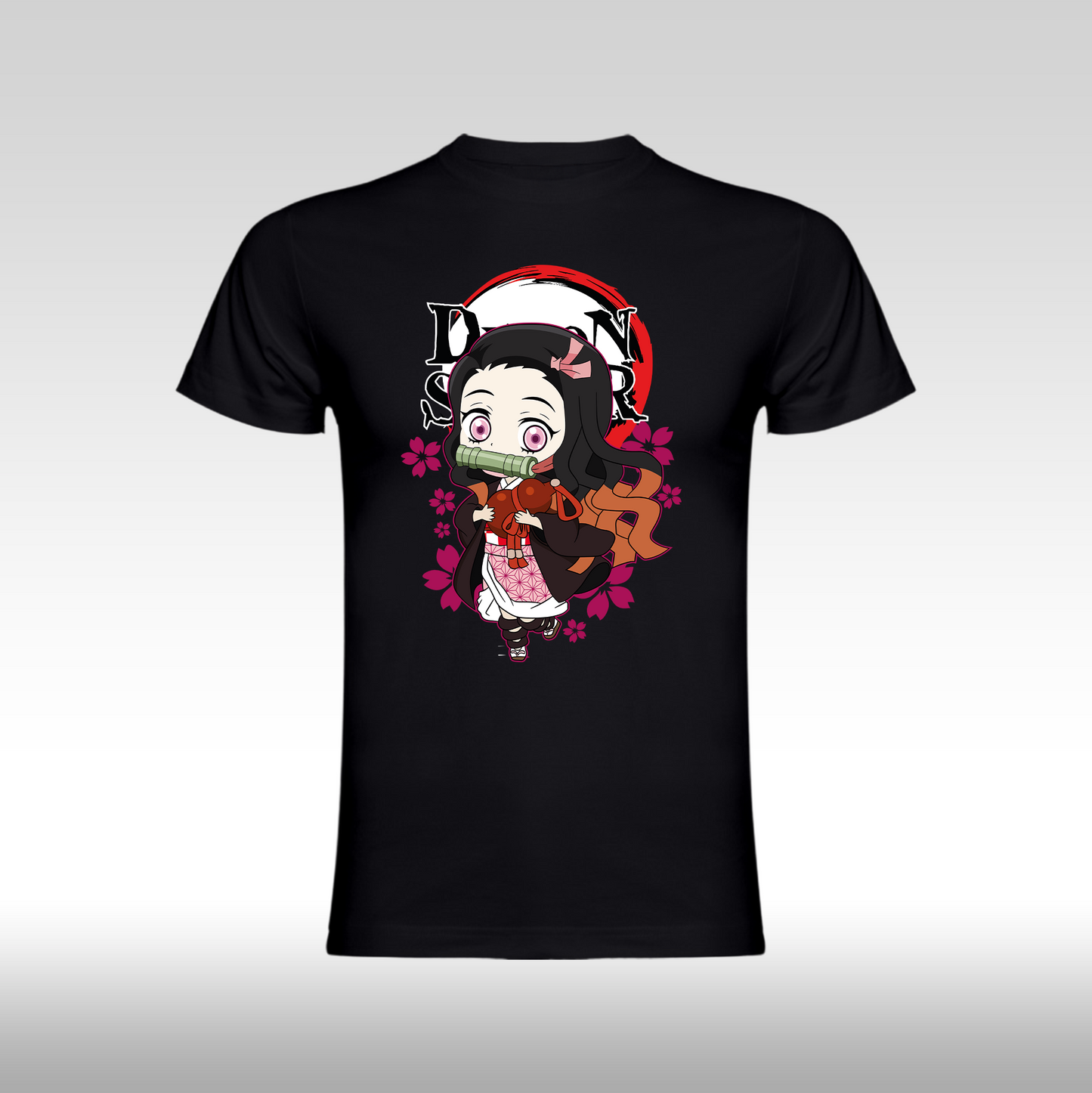 Tricou Negru personalizat bumbac anime "Demon Slayer: Kamado Nezuko" streetwear