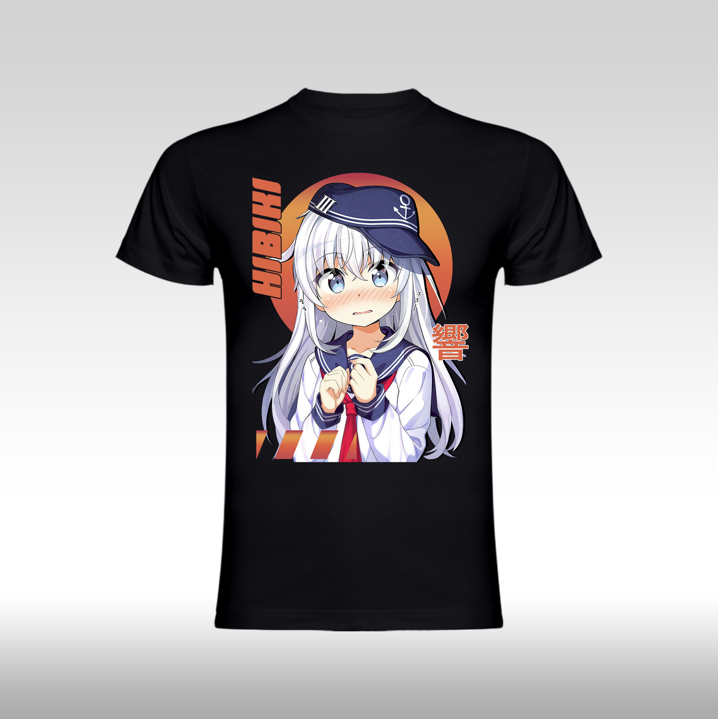 Tricou Negru personalizat bumbac anime "Hibiki" streetwear
