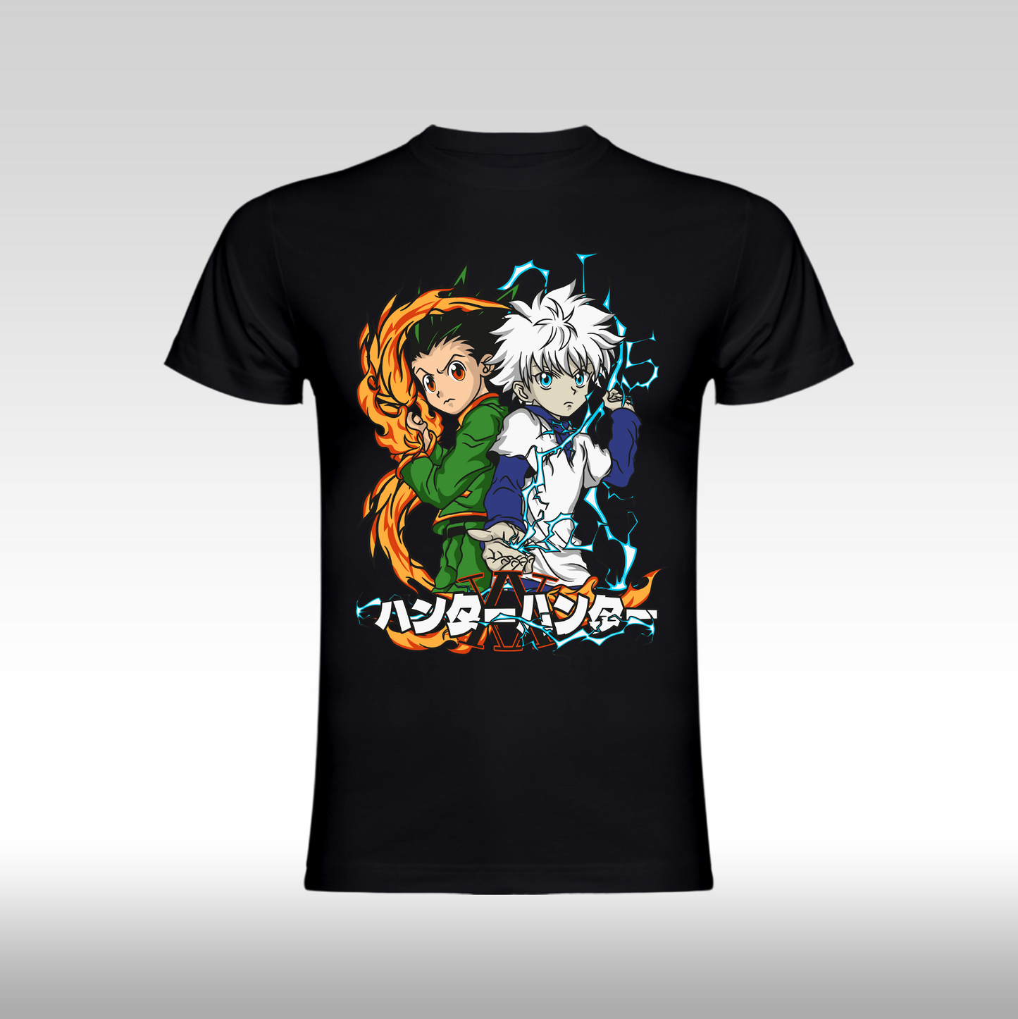 Tricou Negru personalizat bumbac anime "Hunter Gon Freecss" streetwear