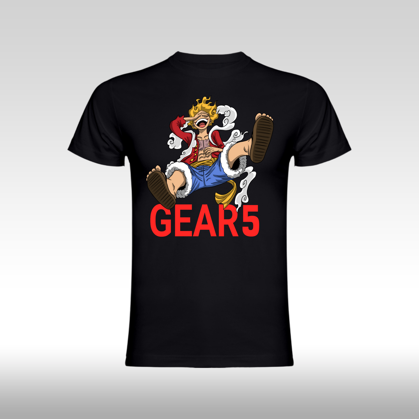 Tricou Negru personalizat bumbac anime "Monkey D. Luffy Gear 5" streetwear