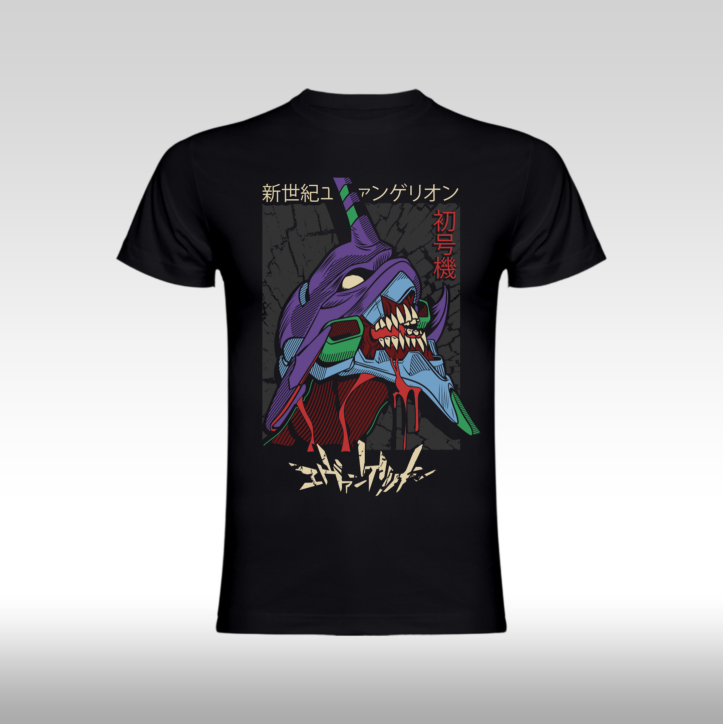 Tricou Negru personalizat bumbac anime "Neon Genesis Evangelion: Eva Unit 01" streetwear