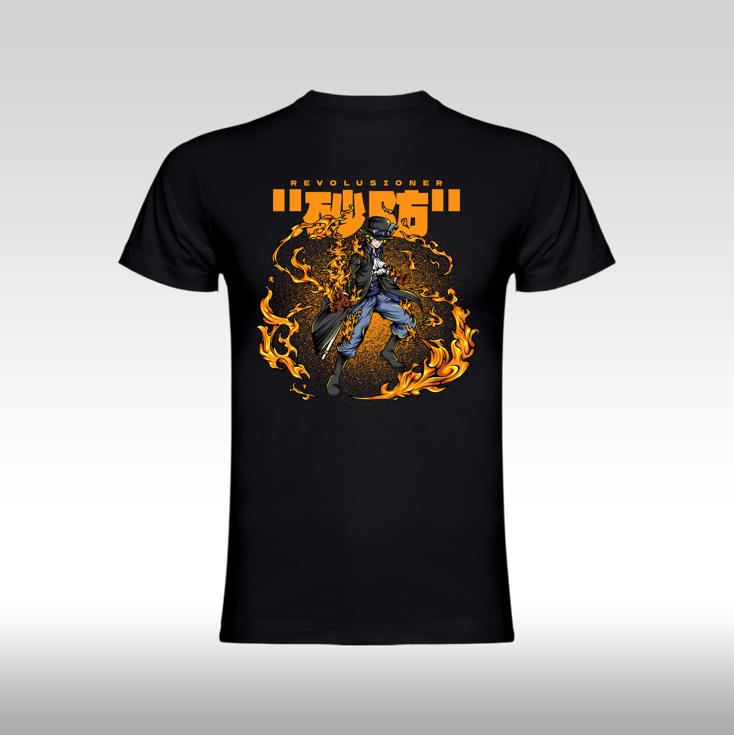 Tricou Negru personalizat bumbac anime "One Piece Revolutionary Sabo" streetwear