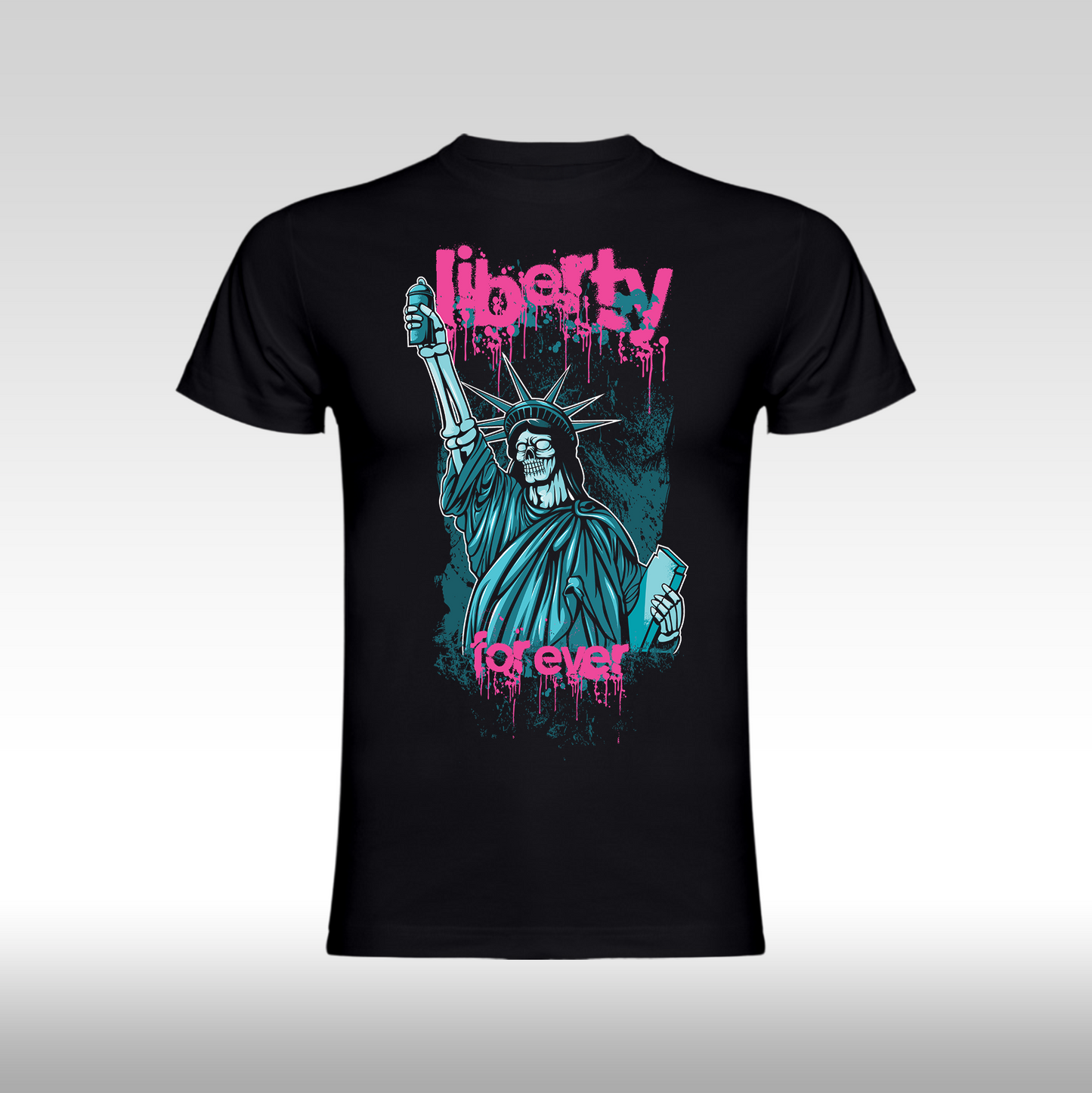 Tricou Negru personalizat bumbac urban "Liberty Forever" streetwear