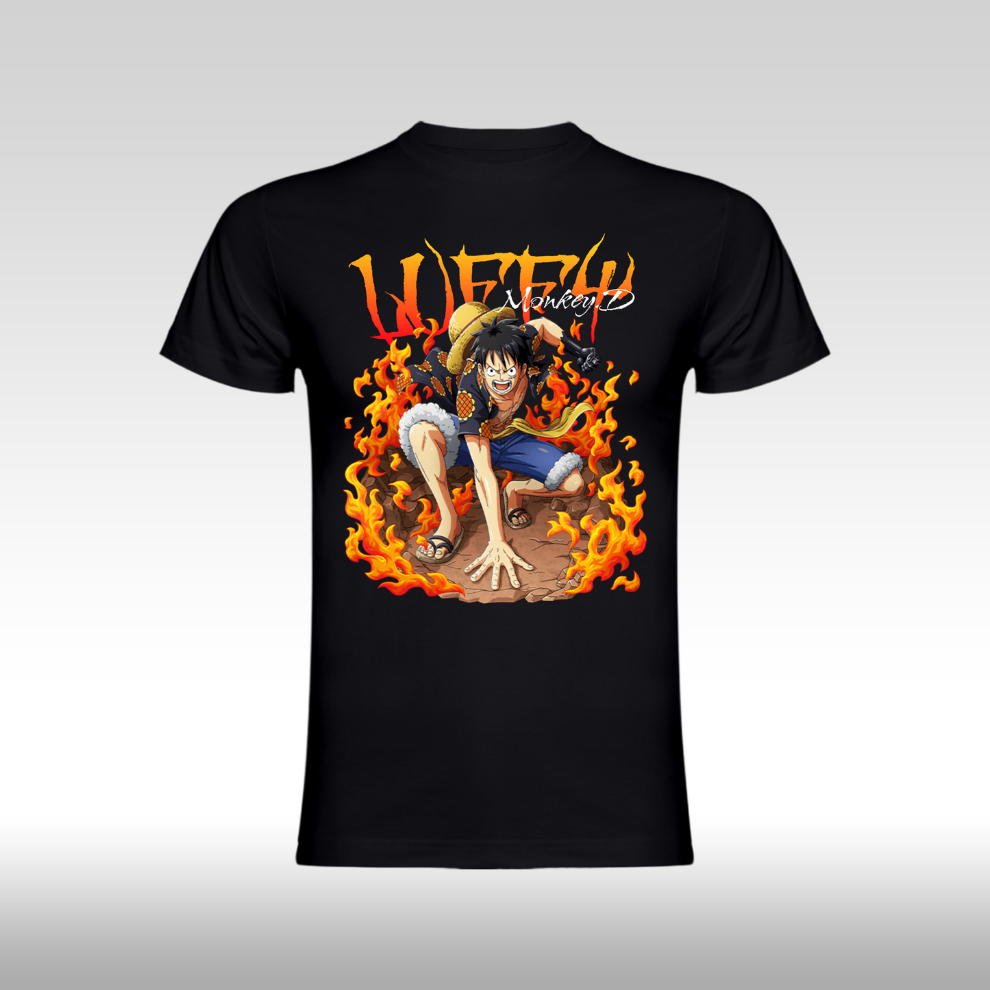 Tricou Negru personalizat bumbac anime "Luffy" streetwear
