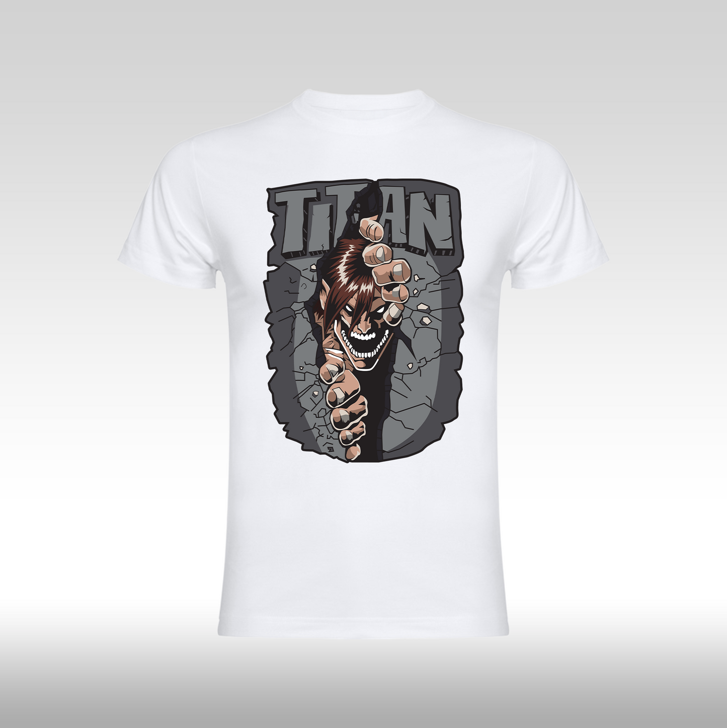 Tricou alb personalizat bumbac anime "Attack On Titan: Eren Yeager Color" streetwear
