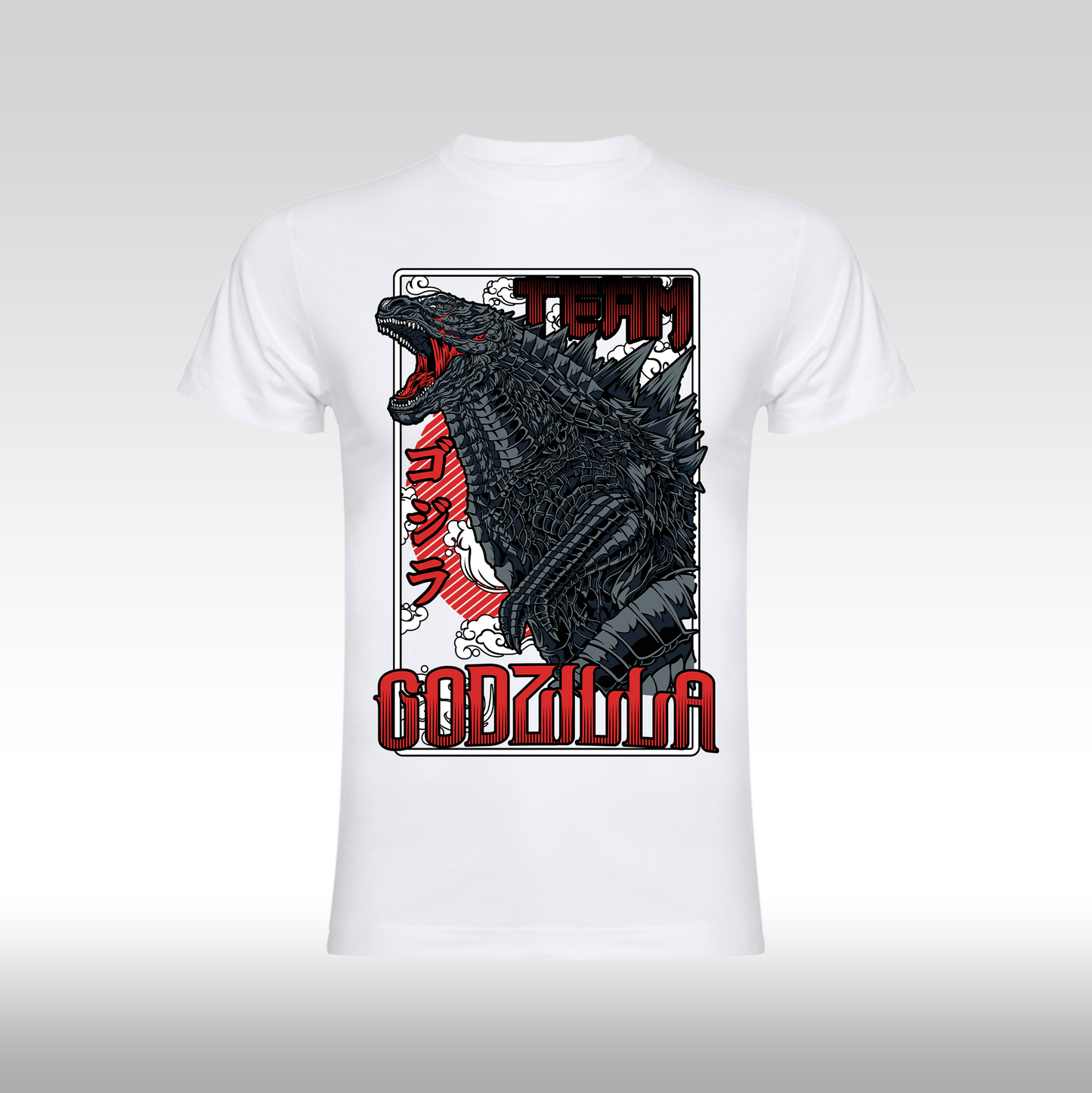 Tricou Alb personalizat bumbac anime "Godzilla" streetwear