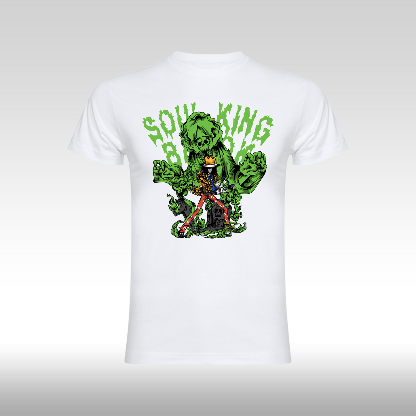 Tricou alb personalizat bumbac anime "One Piece Soul King Brook" streetwear